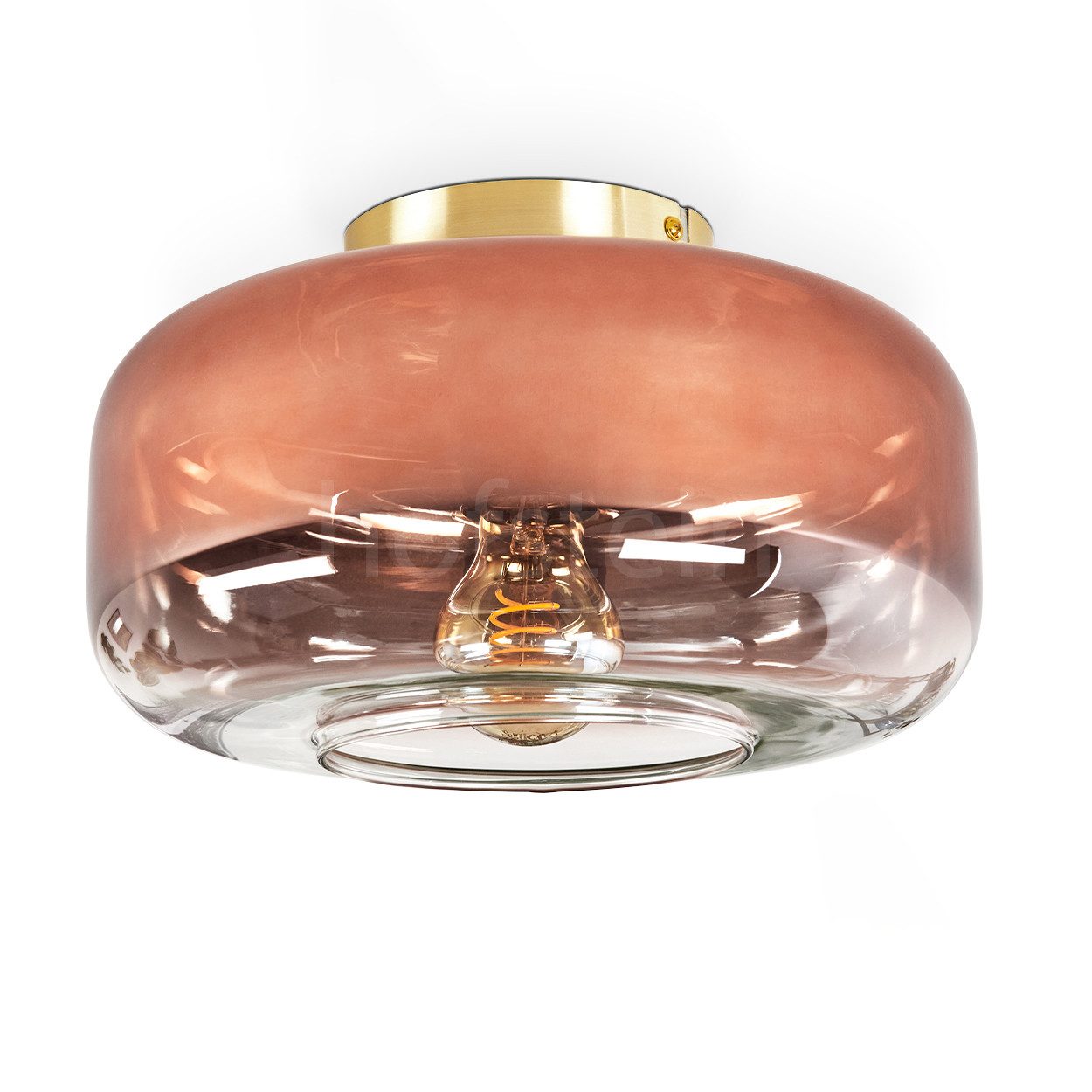 hofstein Deckenleuchte runde Deckenlampe aus Metall/Glas in Messingfarben/K günstig online kaufen