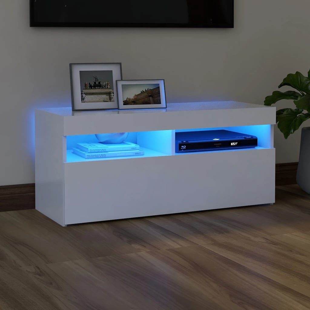 vidaXL TV-Schrank TV-Board mit LED-Leuchten Weiß günstig online kaufen