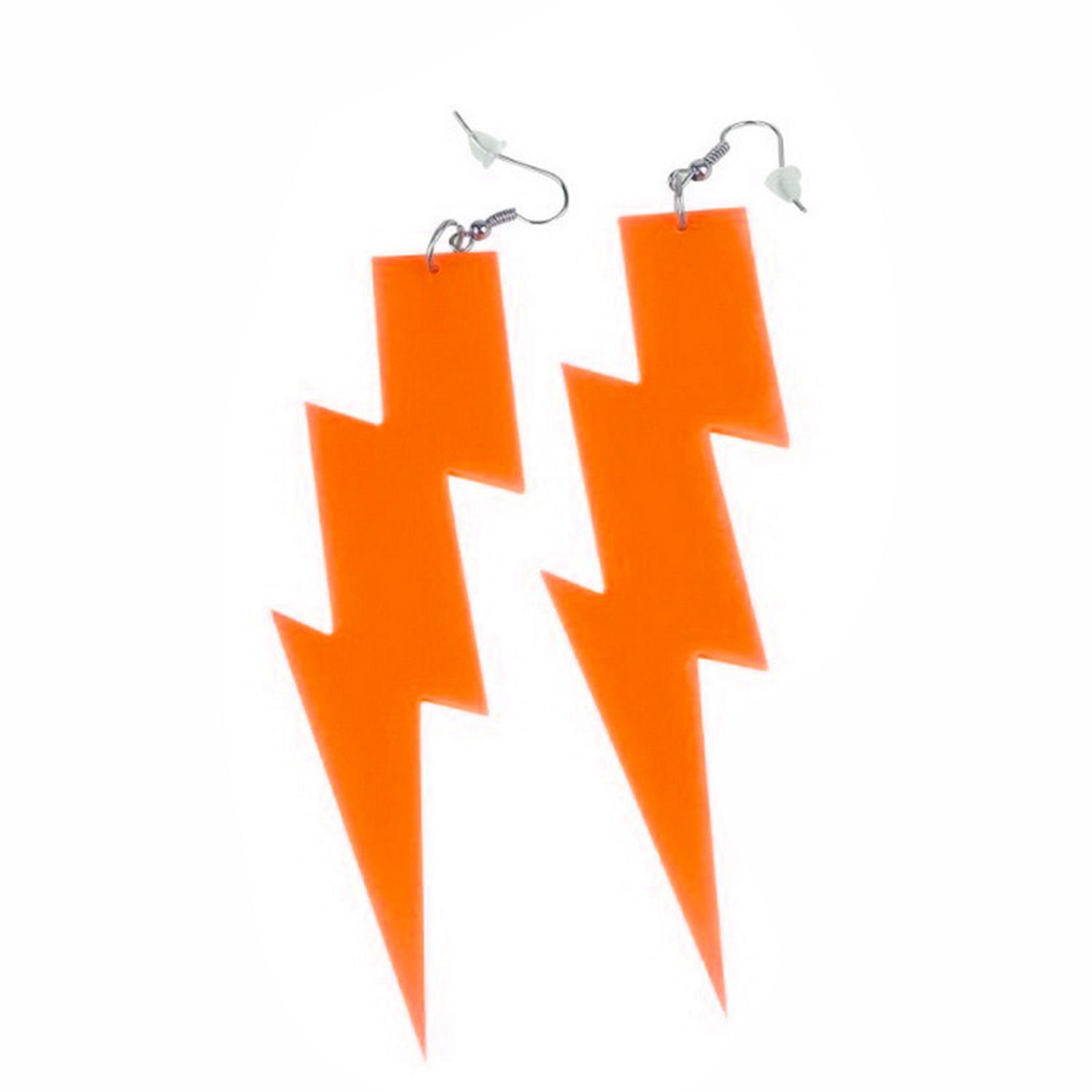 MAGICSHE Paar Ohrhänger 80er Jahre Neon Ohrringe, Blitzanhänger aus Acryl Orange