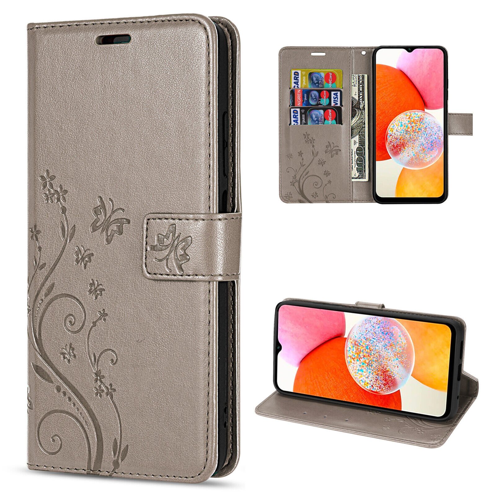 betterfon Handyhülle Handytasche für Samsung Galaxy A14 Schutzhülle Klapphülle, Bookstyle-Hülle: Magnetverschluss 3 Kartenfächer & Standfunktion