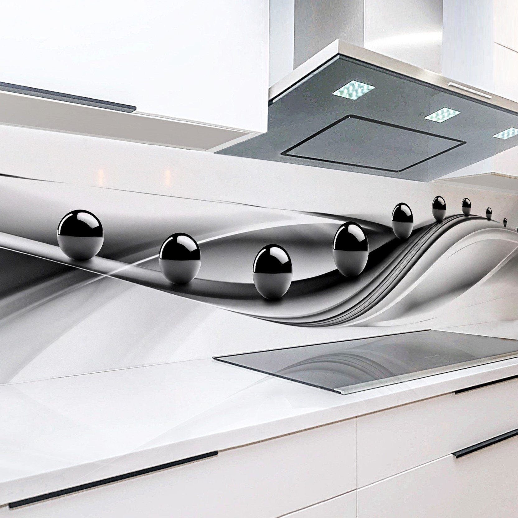 Rodnik Küchenrückwand Schwarze Kugeln, ABS-Kunststoff Platte Monolith in DELUXE Qualität mit Direktdruck | Küchenrückwände
