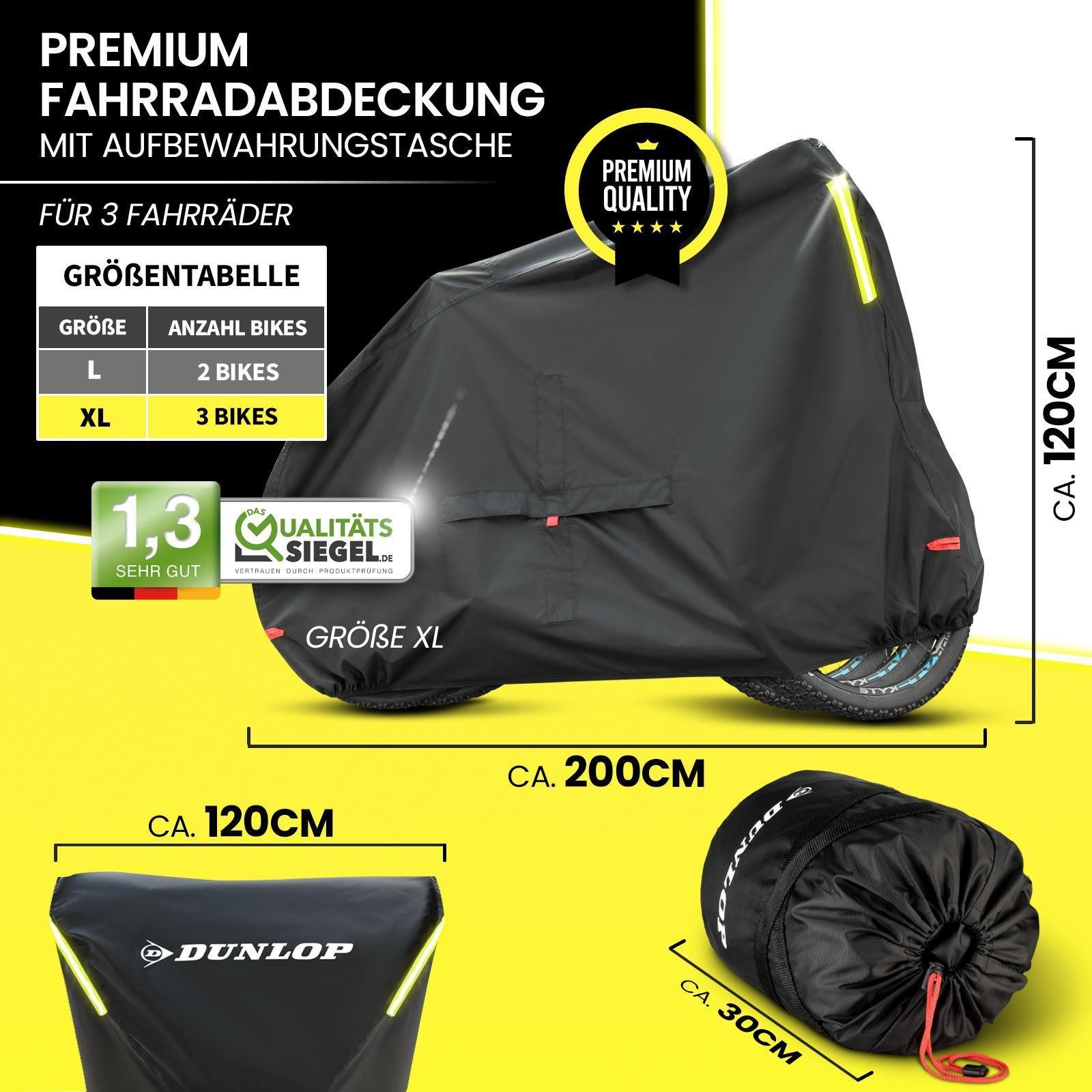 Dunlop Fahrradschutzhülle Fahrradgarage Rad Abdeckung bike cover XL, Premium Fahrradabdeckung Anti Rost 200x120x120 cm mit Transportbeutel