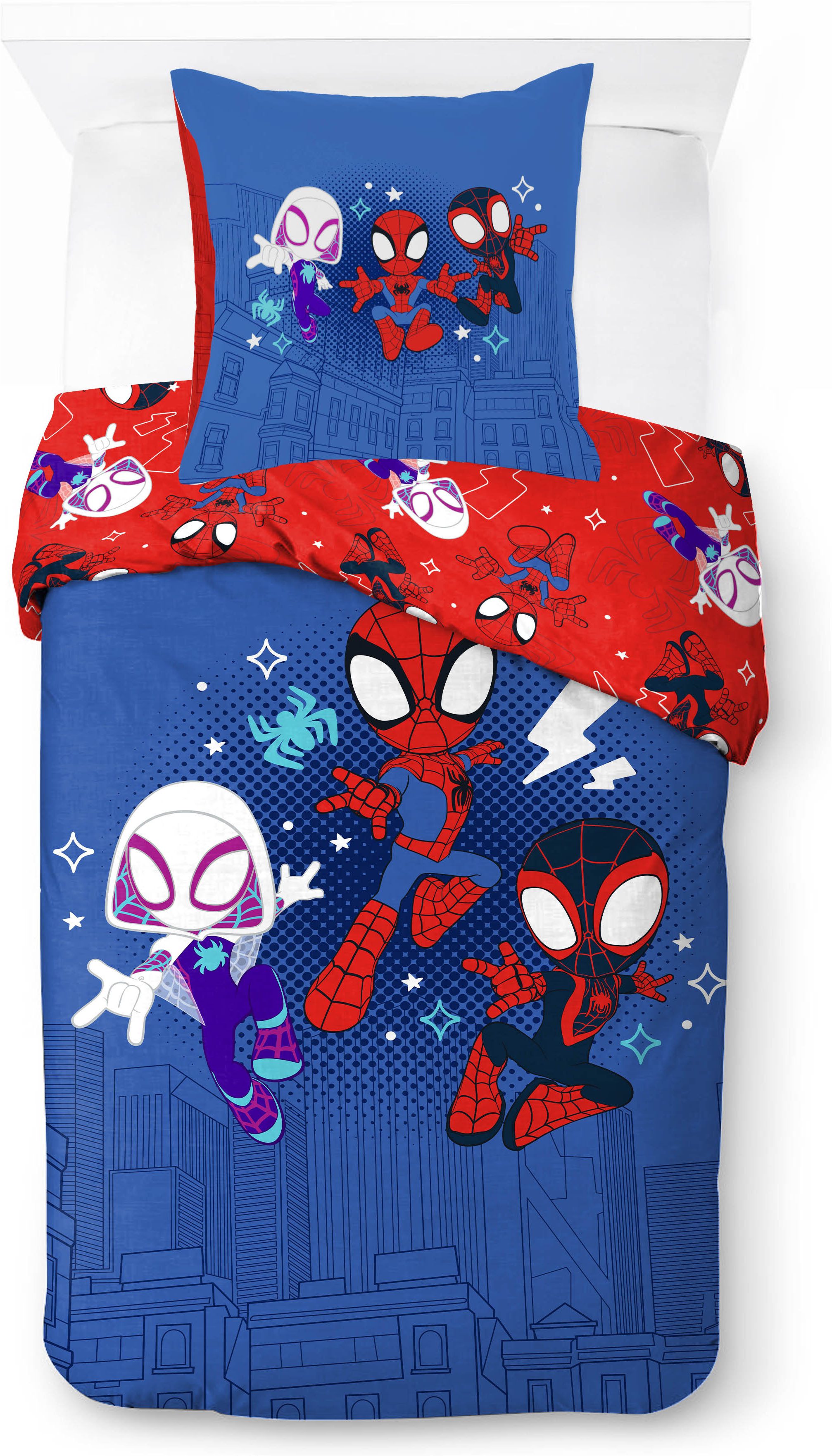 MARVEL Bettwäsche Marvel Spidey & His Amazing Friends, Baumwoll-Leinen Mix, 2 teilig