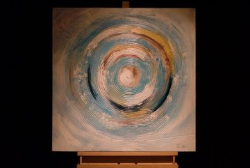 KUNSTLOFT Gemälde Gleaming Swirl 80x80 cm, Leinwandbild 100% HANDGEMALT Wandbild Wohnzimmer