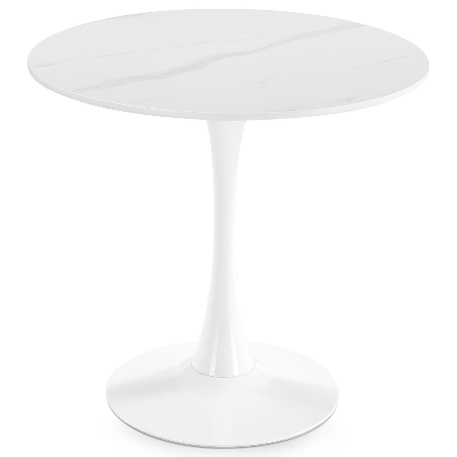 IDIMEX Essgruppe LOIRE/NAVIA, Runder Esstisch Ø 80 cm mit Keramikplatte und 2 Stühlen Weiß/Cremeweiß