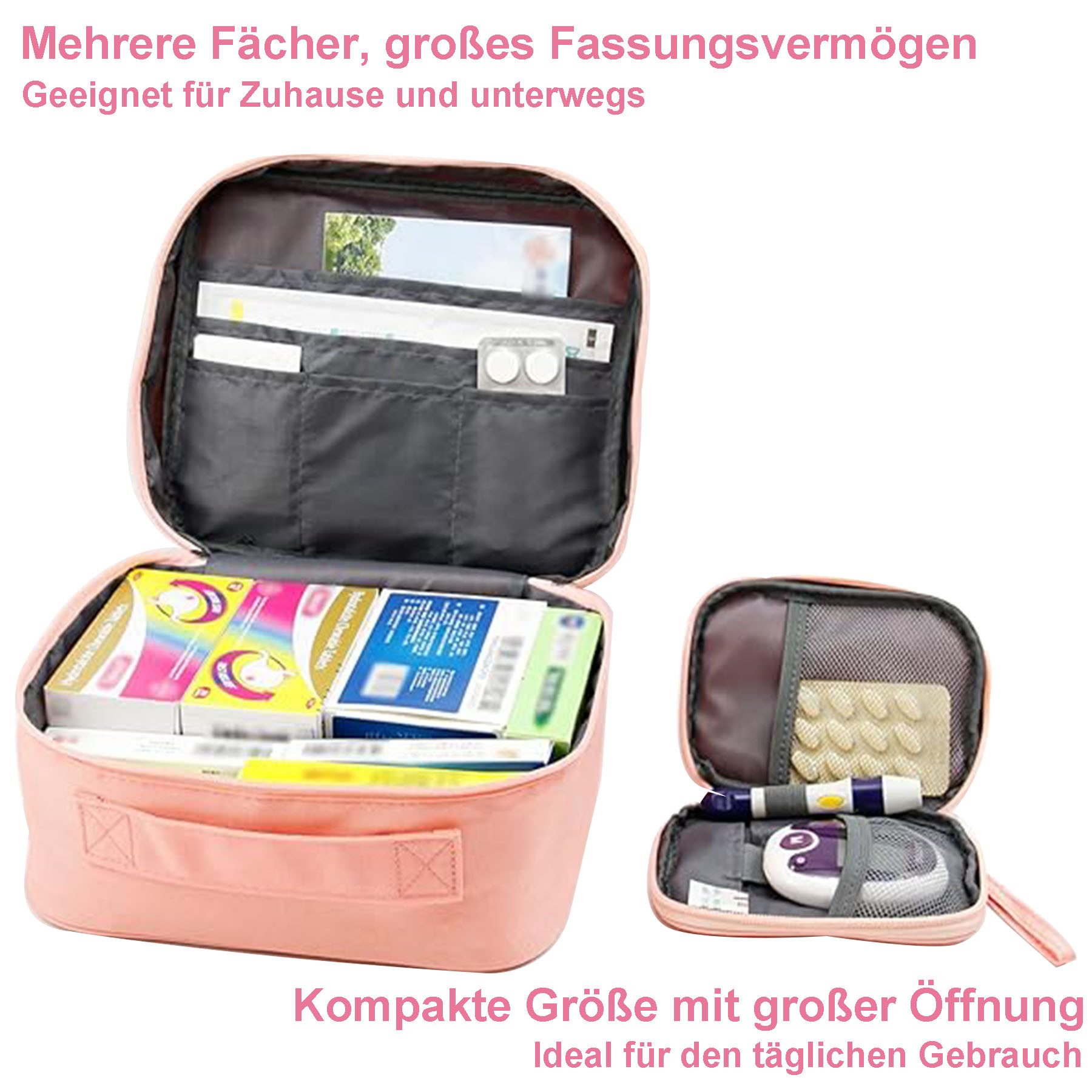 Mutig Arzttasche 2er Medikamententasche,Große & Klein Medikamententasche Reise (tragbare Medizintaschen,Große Kapazität, Wasserdicht,Tragbar Medizin, feuchtigkeitsbeständig Medizin Aufbewahrungstasche,tragbar), Reiseapotheke Tasche für Schule,Reisen, Camping und Wandern-mehrfarbig