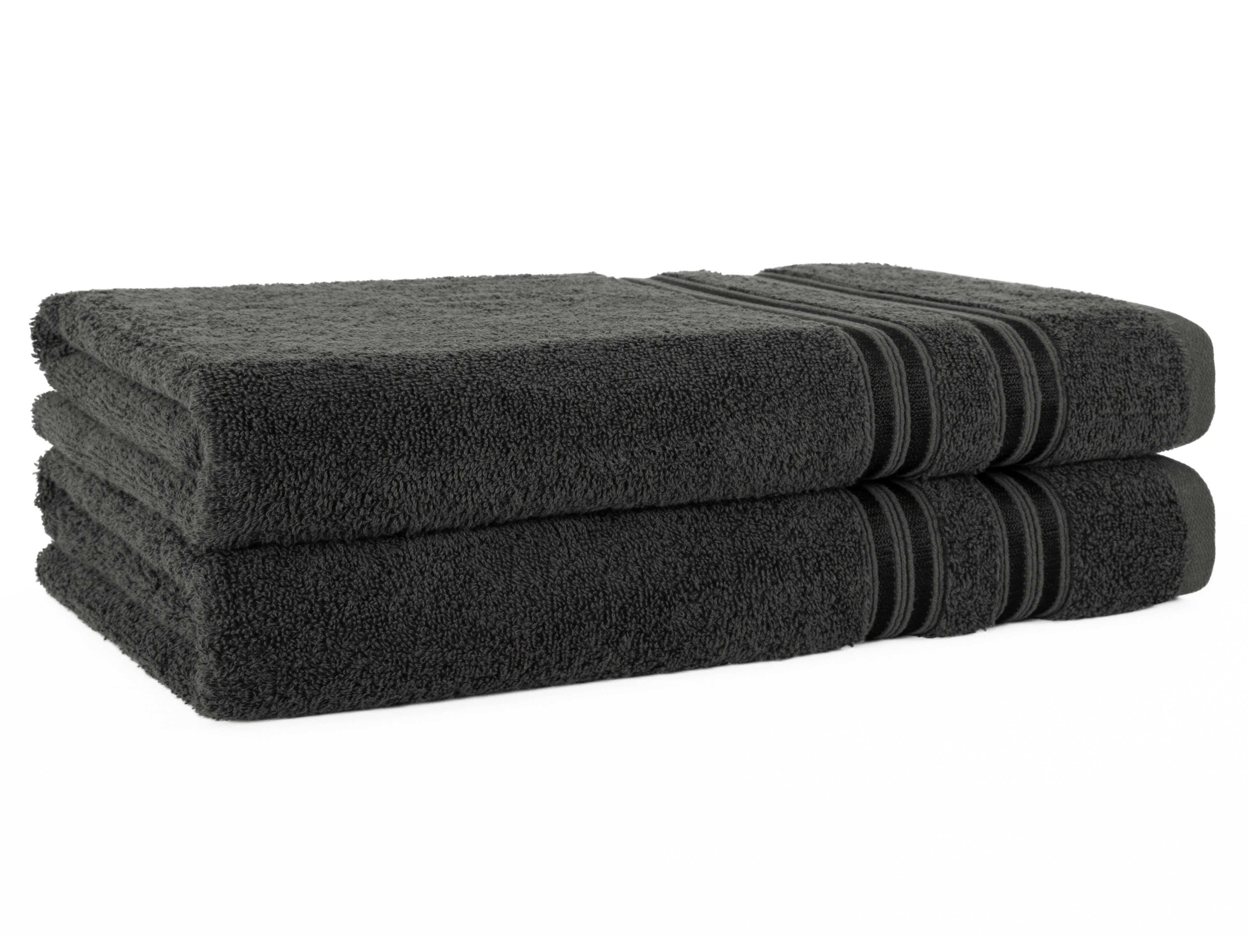 HAMMETEX Duschtuch 2er Set Badetücher 70x140 cm, 100% Baumwolle, Weich & Saugstark, Frottier (Set, 2-St), mit Bordüre, einfarbig, weich