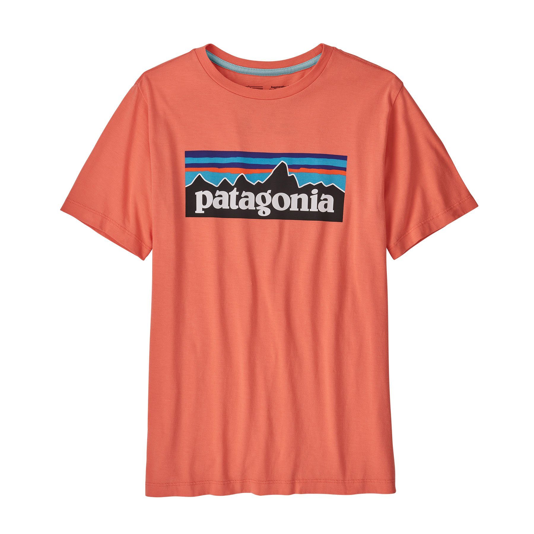 Patagonia T-Shirt Patagonia Kinder T-Shirt Certified Cotton Mini Organic Regenerative Logo coral coho P-6