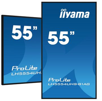Iiyama LH5554UHS-B1AG 54.6inch 500cd/m2 High Brightness Professional Large TFT-Monitor (3840 x 2160 px, 4K Ultra HD, 8 ms Reaktionszeit, IPS, Wi-Fi, Lautsprecher, HDCP)