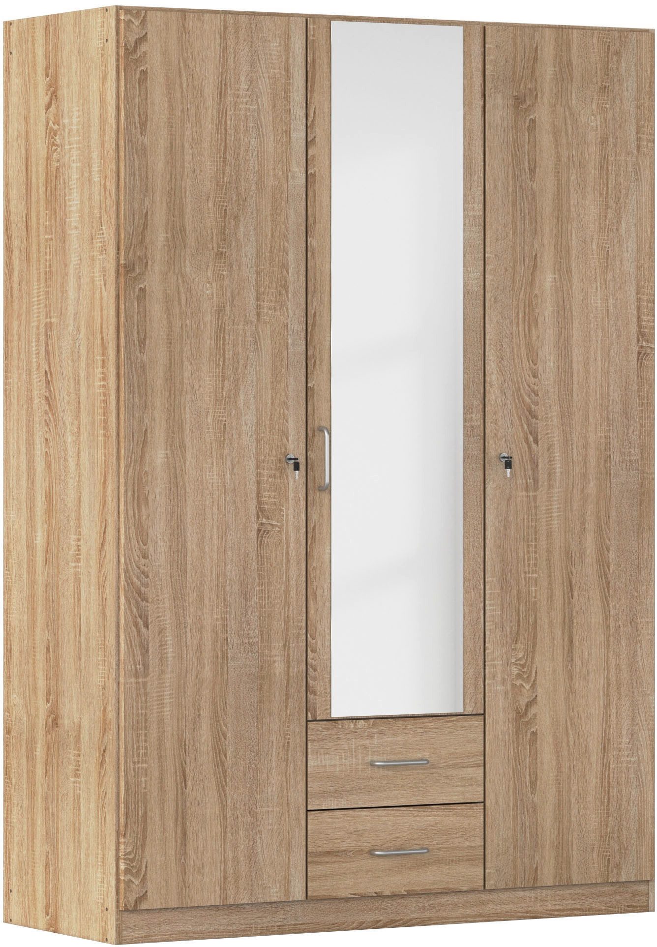 rauch Kleiderschrank Schrank Garderobe Garderobenschrank Putzschrank Wäscheschrank BERGHEIM (Breiten 91/136/181 cm, Höhe 197 cm) 2 Außenschubladen, Tür/en abschließbar je 2 Schlüssel MADE IN GERMANY