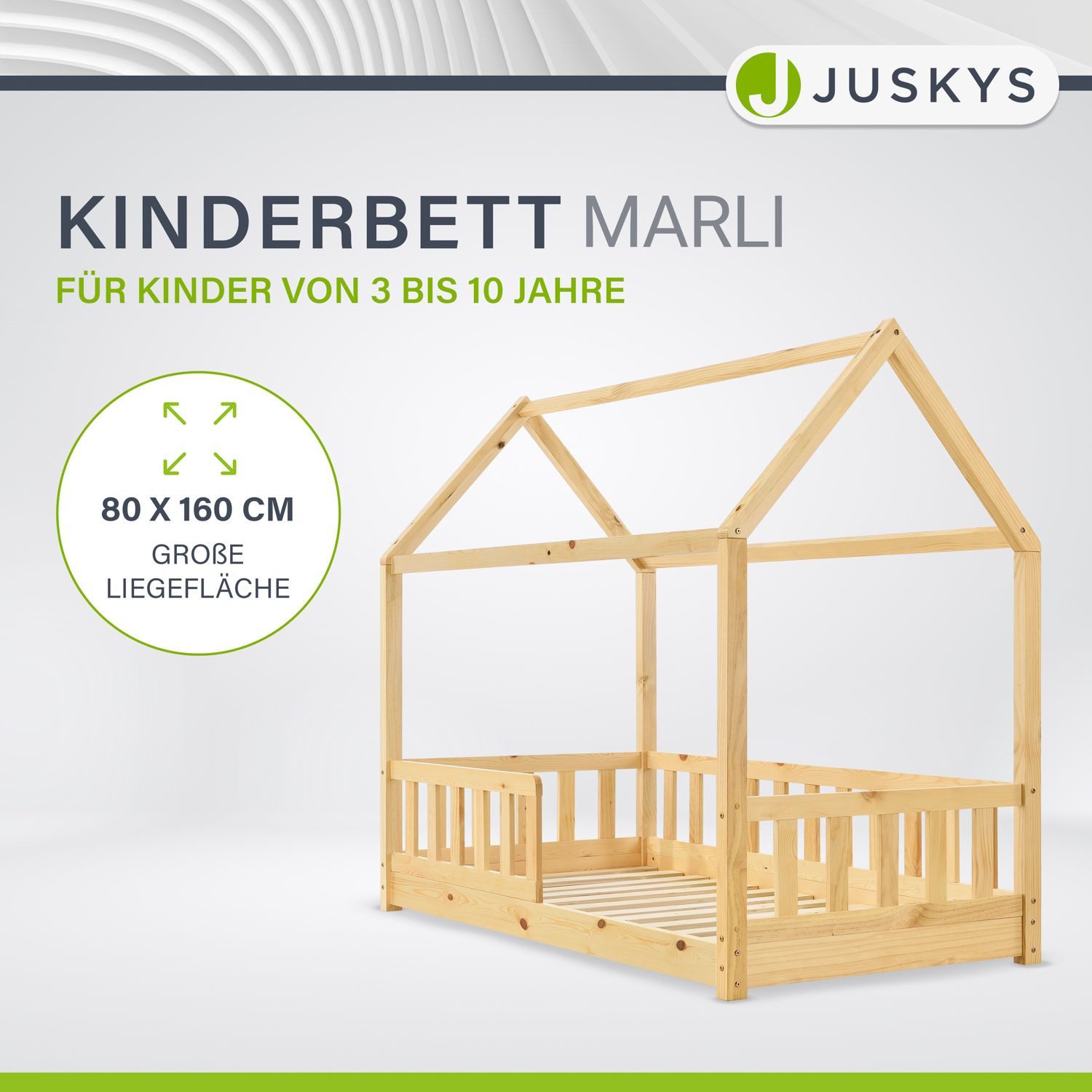 Juskys Kinderbett Marli, 80x160 cm, Hausoptik günstig online kaufen