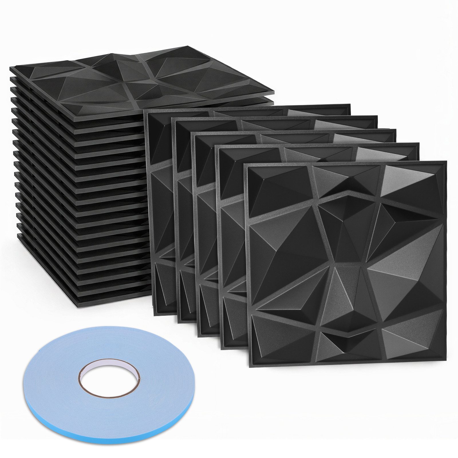 BlingBin 3D Wandpaneel 20 Stück 3D Wandpaneele Selbstklebend Steinoptik, BxL: 30x30 cm, 0,09 qm, (20 Stück, 20-tlg., 30 × 30 cm, 3D Paneele PVC Platte) Wandaufkleber für Innenwanddekoration, für Möbel Wandtür