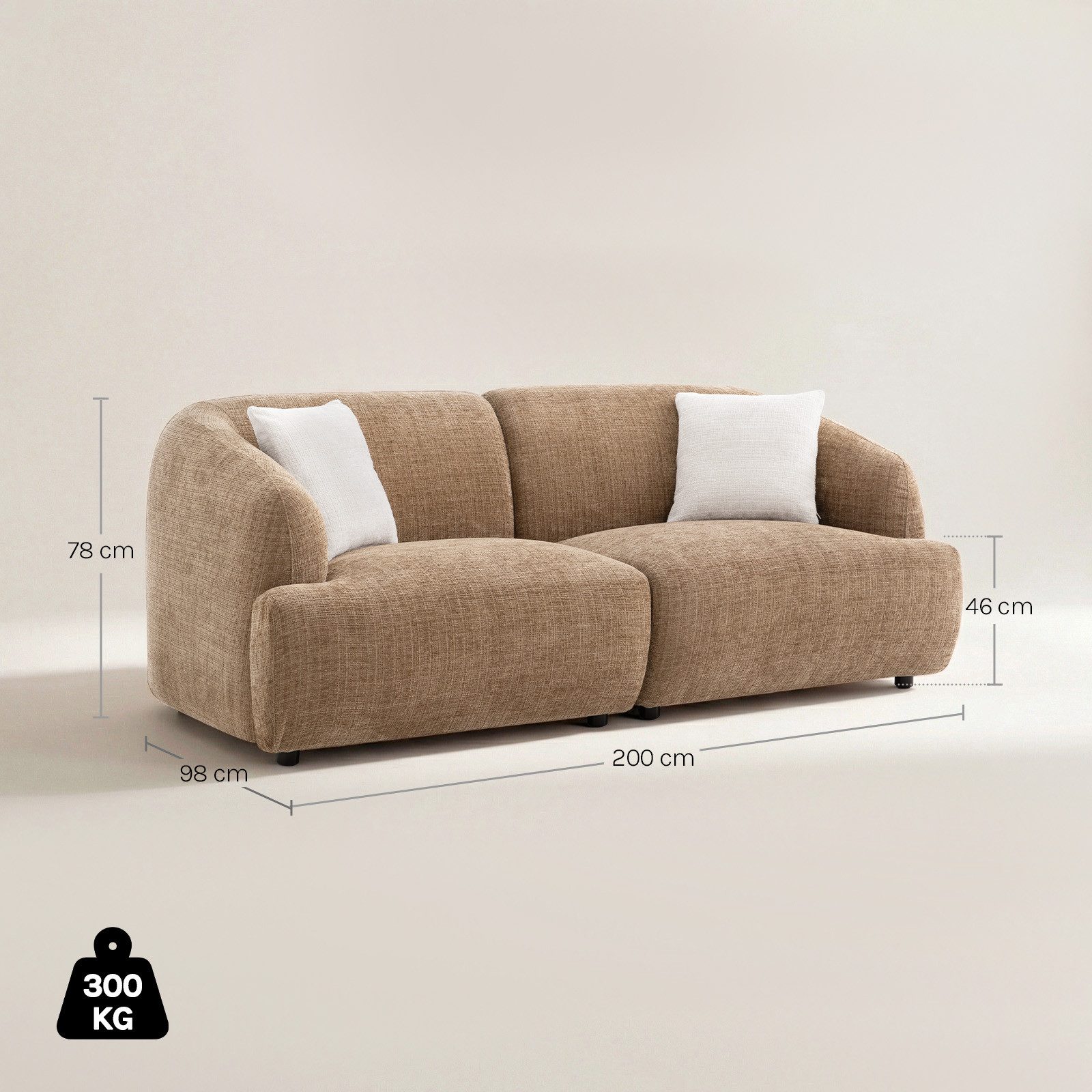 Woltu Sofa, Modulares Sofa, aus Chenille, verstellbaren Füßen