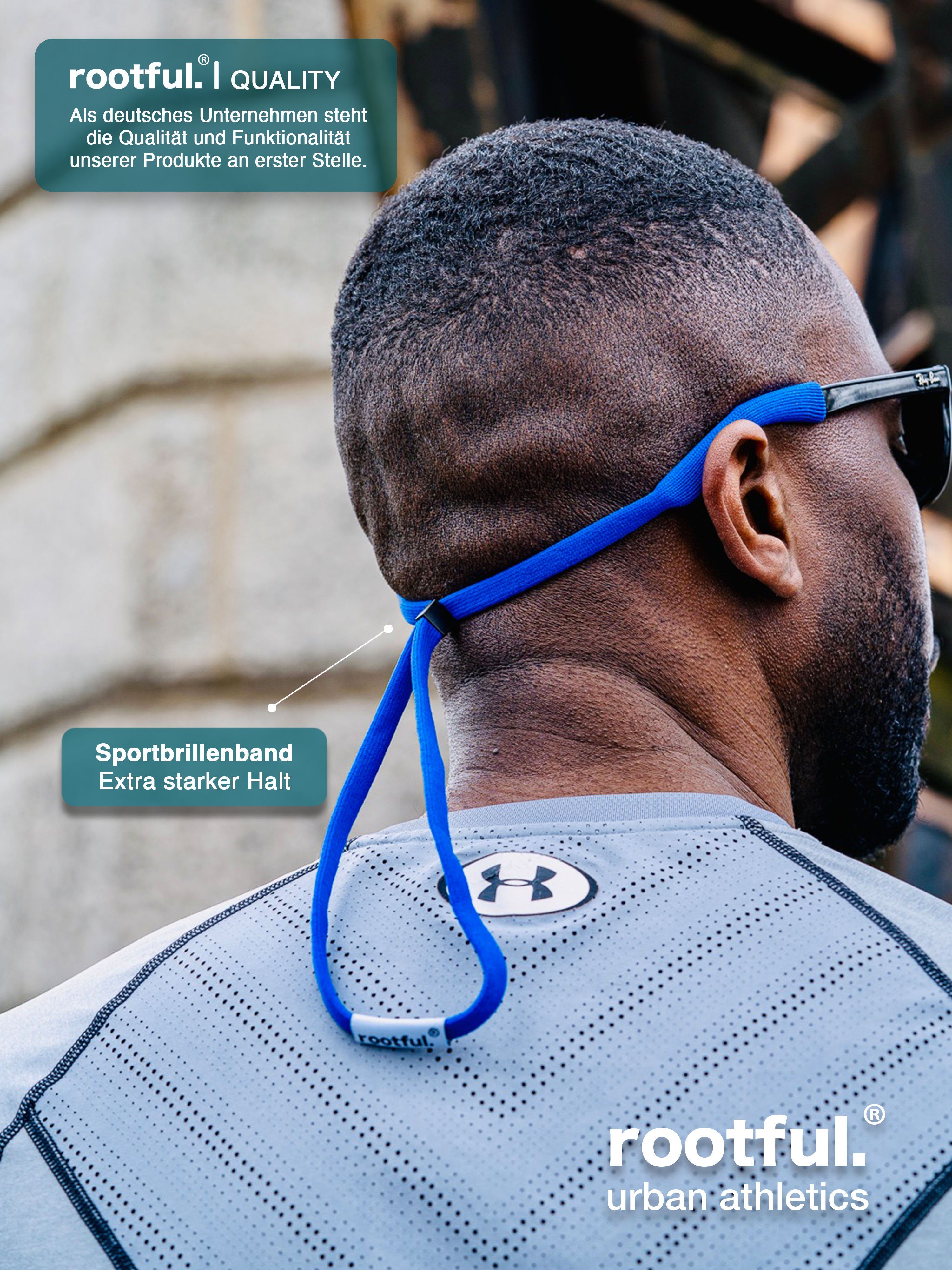 rootful.® und schwarz blau Sportbrillenband für Sportbrillen 2XURBAN rootful. Sonnenbrillen und Brillenband