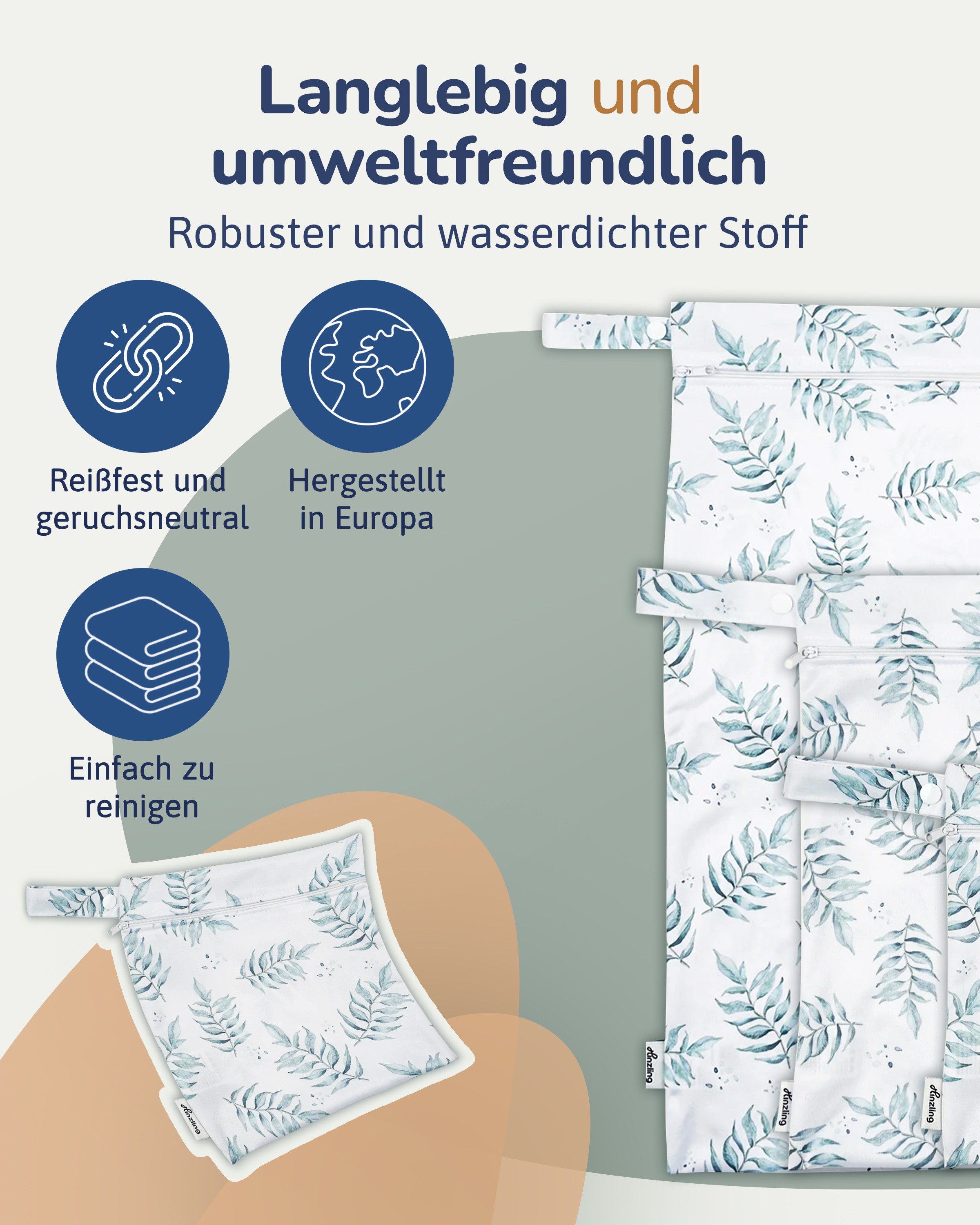 Hinzling Windeltasche Wetbag für Stoffwindeln – Nachhaltige Wetbags aus recyceltem Polyester