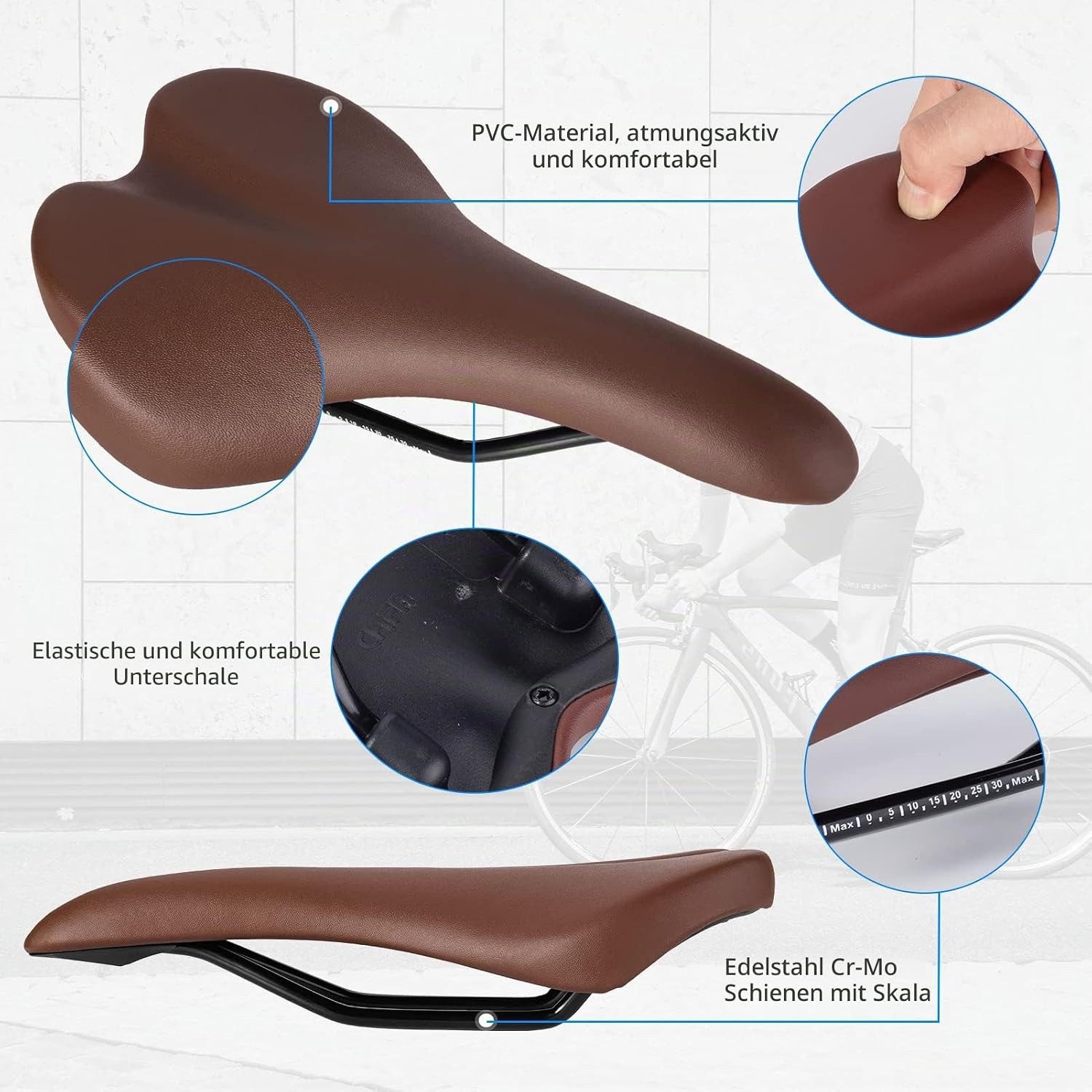 ROCKBROS Fahrradsattel Leichter Fahrradsattel ergonomisch atmungsaktiv für Damen und Herren