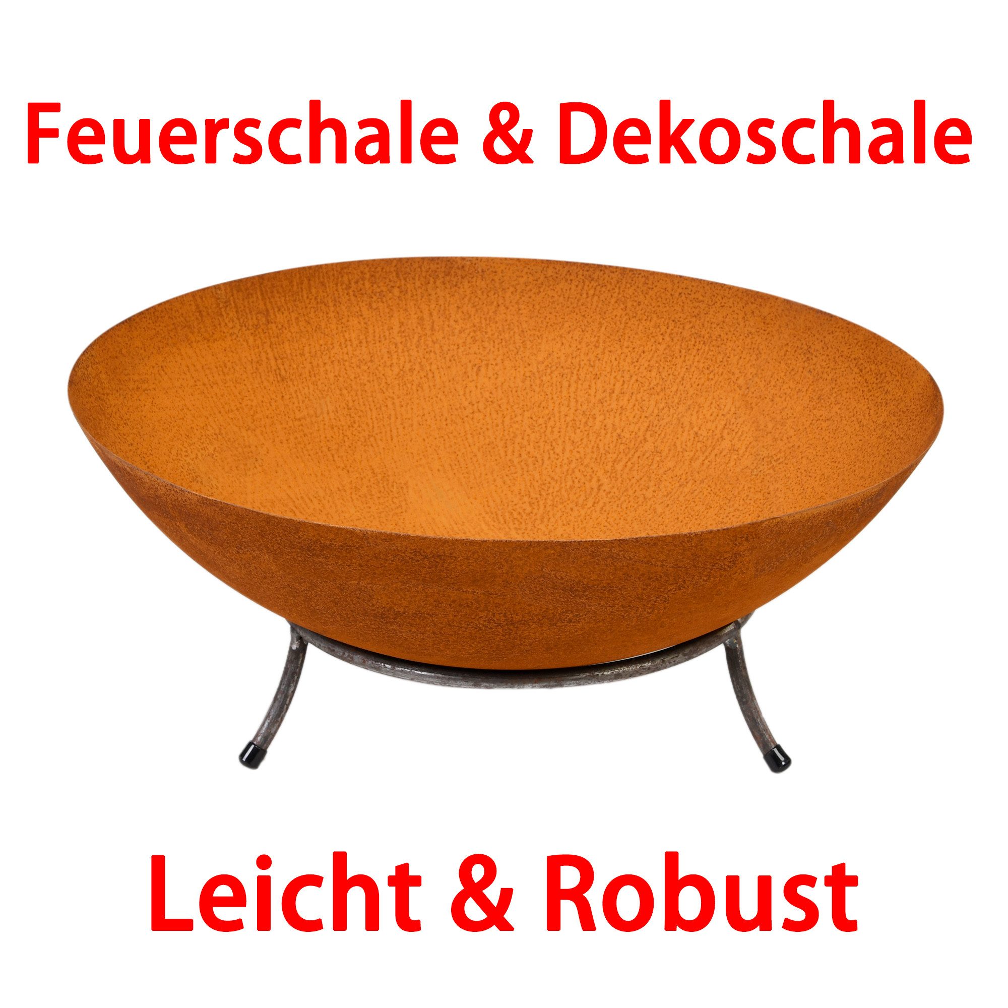 Köhko Feuerschale Pflanzenschale & Dekoschale in Rost-Patina Farbe mit 3-Beine Ständer – Bild 4 von 5