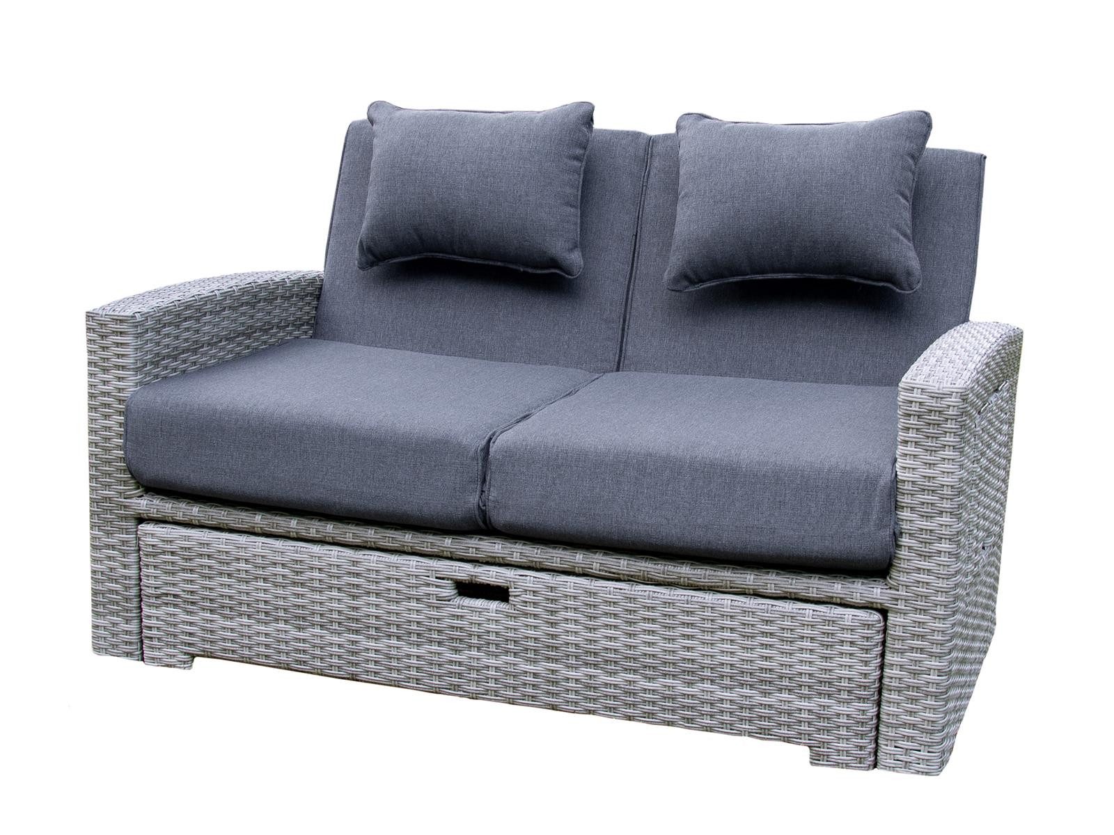 Green Spirit Gartenlounge-Bank »Sunny« Multifunktions Gartensofa Rattan Lounge Sofa Garten Bett (Set, 1-St), Polyrattan, grau, wetterfest - Garten, Terrasse, Balkon & Outdoor