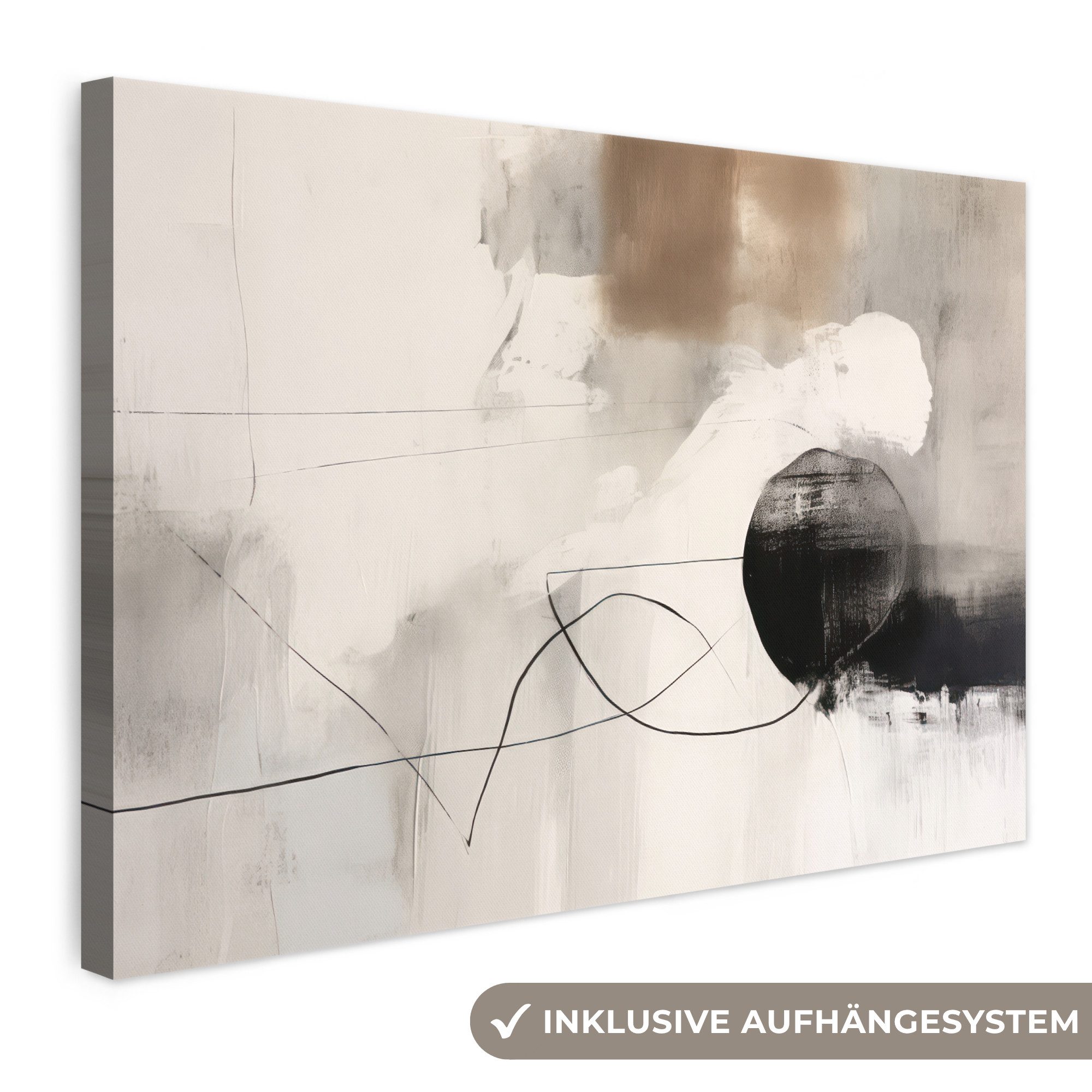 OneMillionCanvasses® Leinwandbild Abstrakte Kunst - Grau - Industriell, Fotodruck (1 St), Leinwand Bilder Klein, Wand Dekoration Aesthetic 30x20 cm