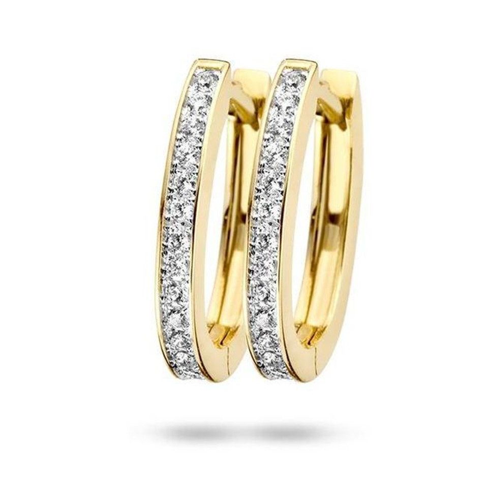 Blush Paar Creolen BLUSH Creolen 14 Karat Weiß- und Gelbgold mit Zirkonia 7234BZI