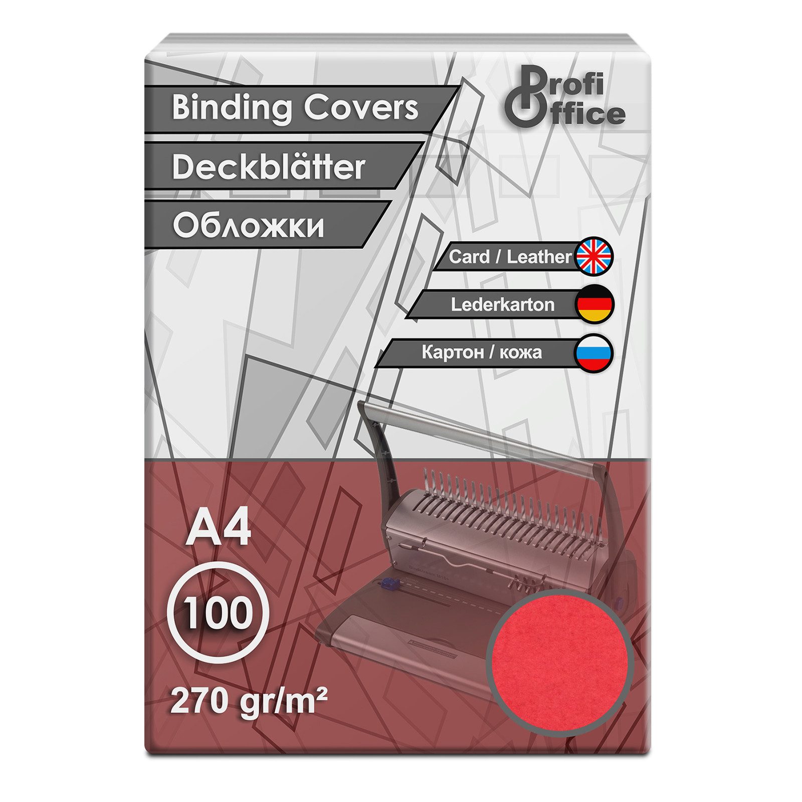 ProfiOffice Bindedeckblätter ProfiOffice 100 Deckblätter A4 in Lederoptik, rot