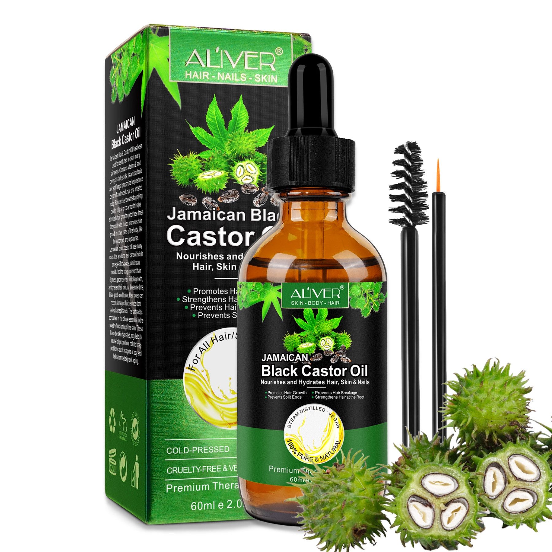 Haaröl Rizinus Haaröl Haut Wimpern 60ml Bio Vegan Aliver