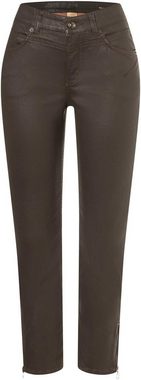 MAC Röhrenhose RICH SLIM chic coating mit Reißverschluss-Detail am Bein