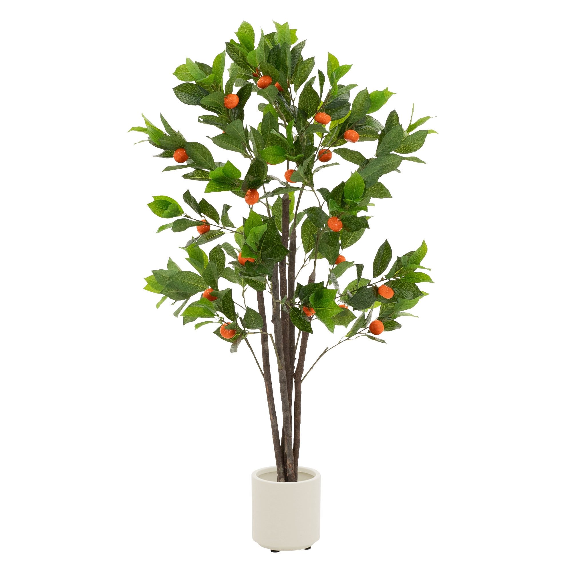 Kunstpflanze Künstliche Pflanze für Wohnräume & Garten dekorative Zimmerpflanze, ML-DESIGN, Höhe 130 cm, Pflegeleichte Kunstbaum Orangenbaum 130 cm für Innen & Außen im Topf