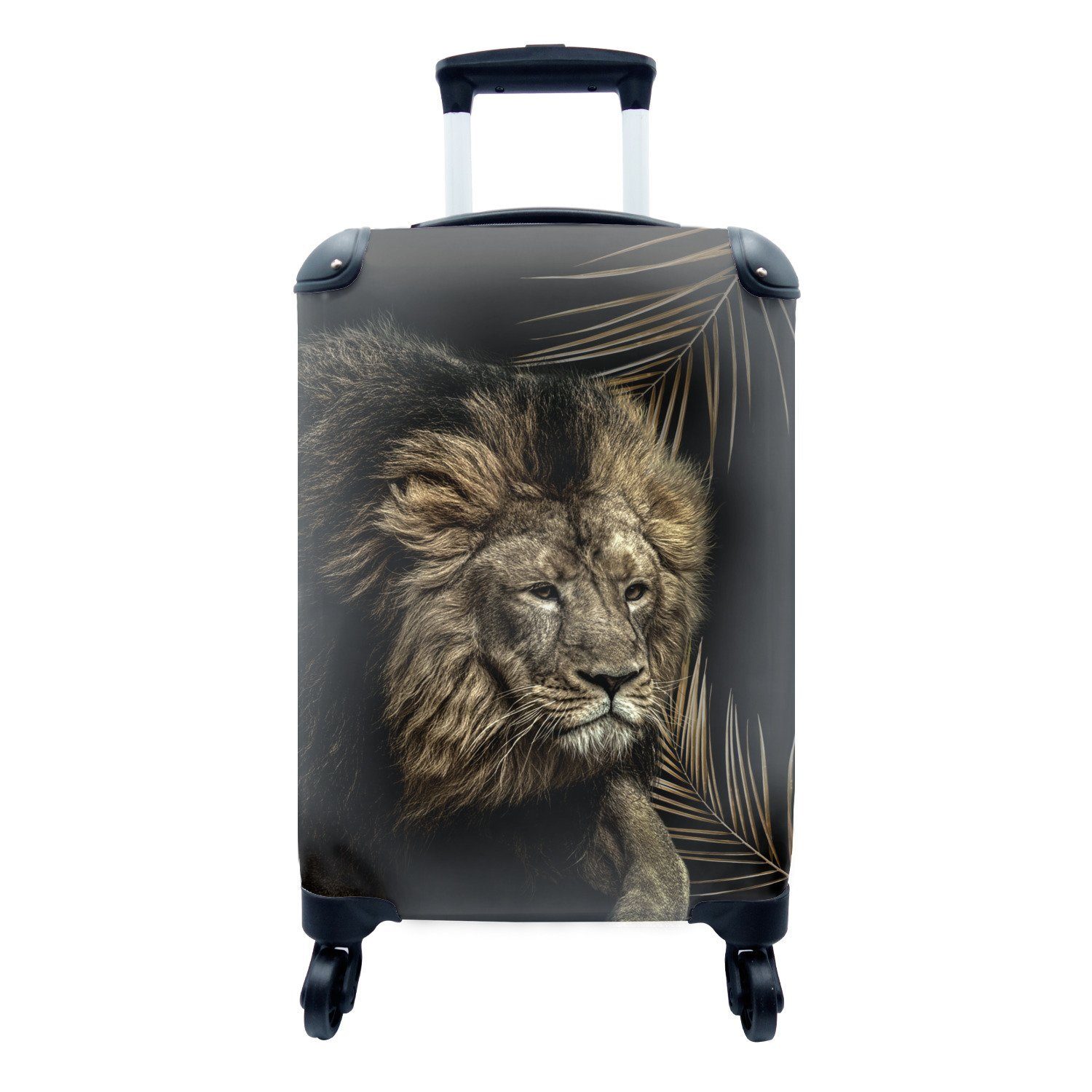 MuchoWow Handgepäckkoffer Löwe - Pflanzen - Farben, 4 Rollen, Reisetasche mit rollen, Handgepäck für Ferien, Trolley, Reisekoffer