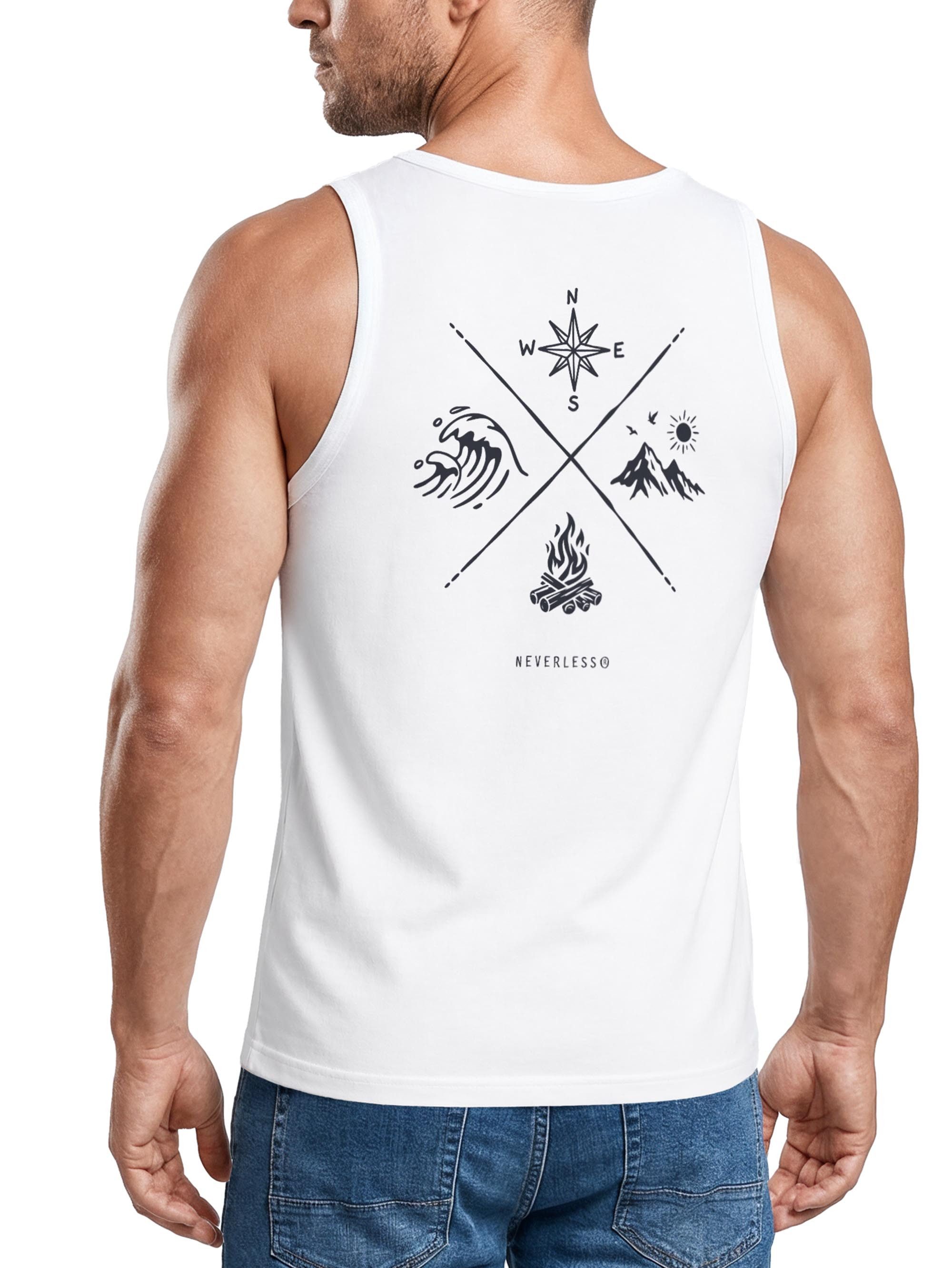 Neverless Tanktop Tanktop Herren mit Grafik-Print - Nature Compass - Trägershirt mit Print