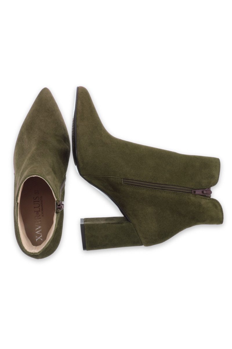 XAVER LUIS Schuhmanufaktur Trachten Stiefeletten - VERO - Samtziege olivo Stiefelette