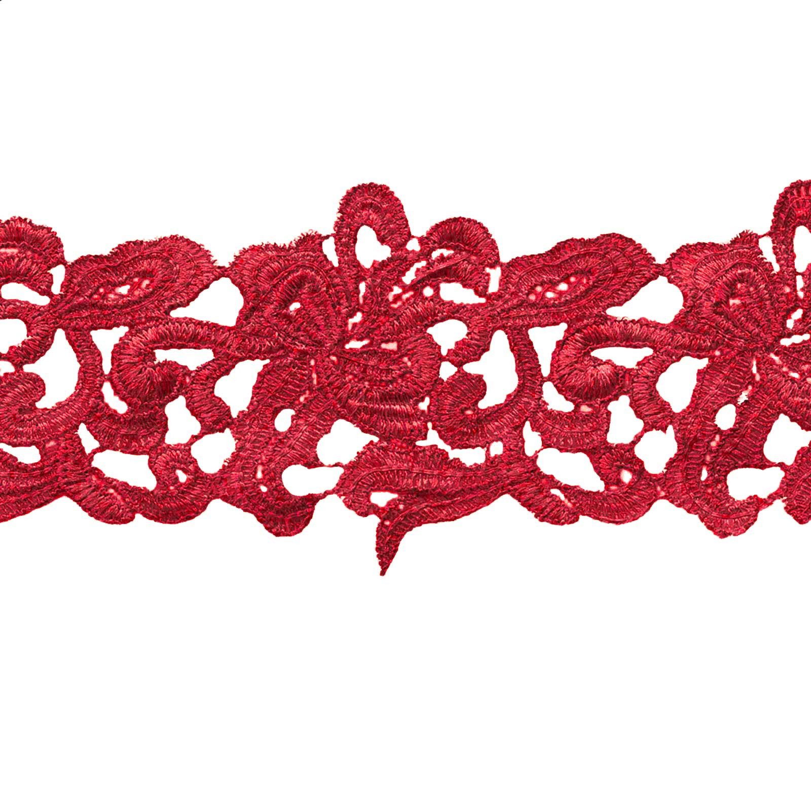 maDDma Spitzenband 1m / Meterware Spitzenborte Bestickte Spitze Spitzenband 75mm, rot