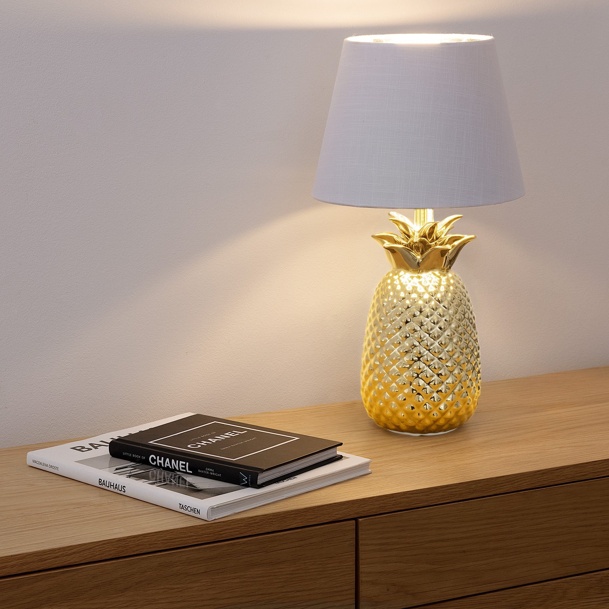 hoch Ananas mit Gewinde - E27 - Gold Navaris Tischlampe Tischleuchte 40cm Design Dekolampe