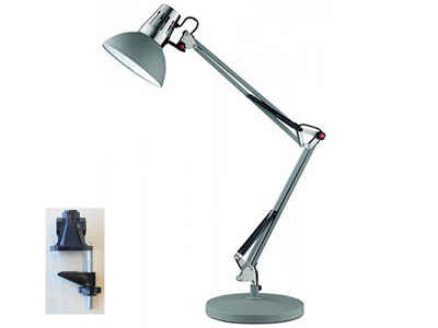 FISCHER & HONSEL LED Schreibtischlampe, Klemmleuchte Retro-Design, Industrial Style, Schwenk-Lampe mit Lampenschirm Metall - Rund, Designklassiker, Klemmbar, Flexibel, mit Schnur-Schalter