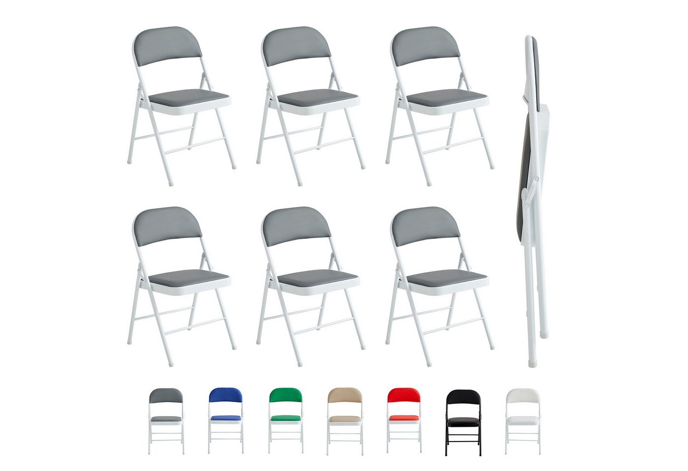MCC direct Klappstuhl Kunstleder Klappstuhl gepolstert im 1er, 2er, 4er und 6er Set (6 St)