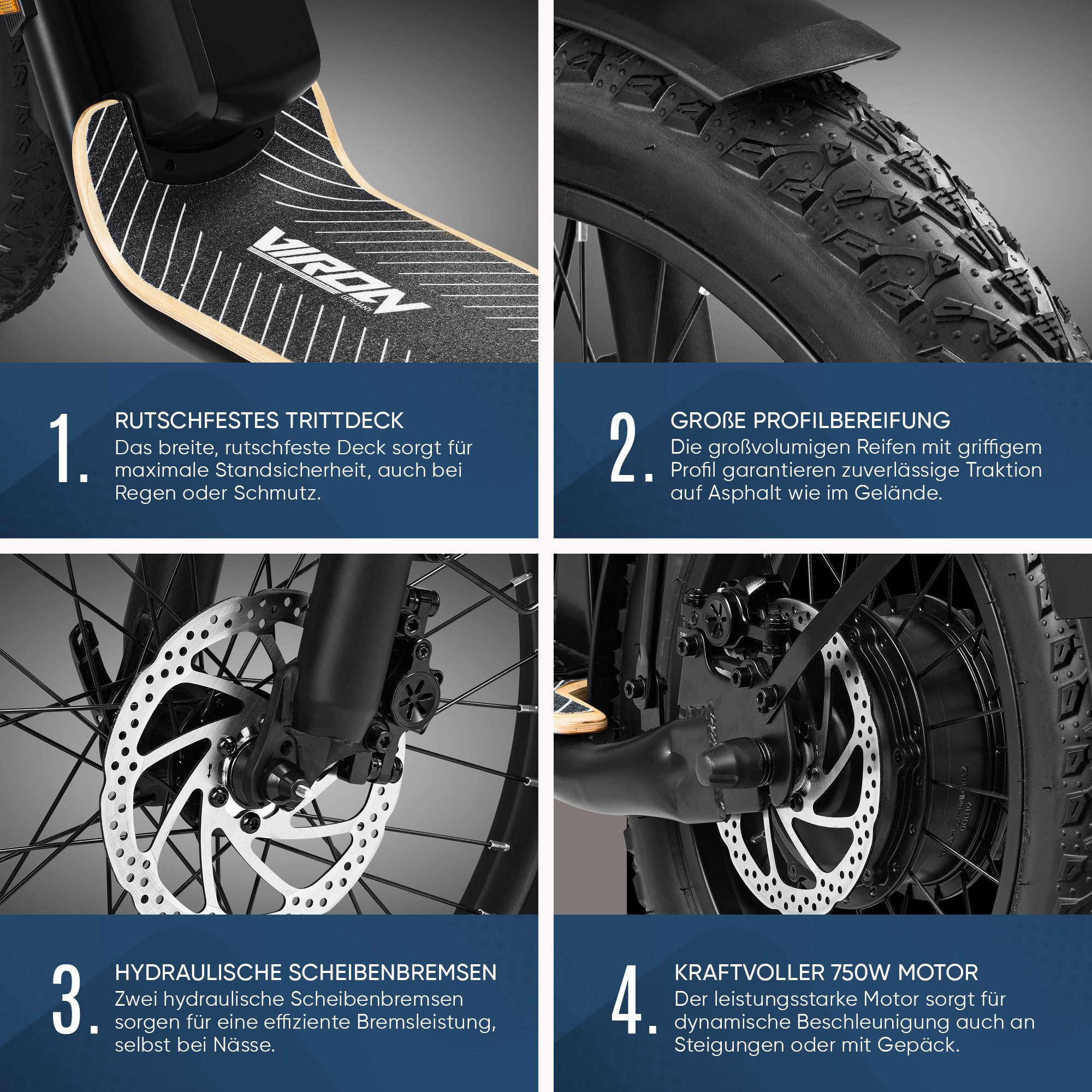 Viron E-Scooter XI-1500-EEC with road approval (ABE), electric scooter, electric moped, foldable scooter