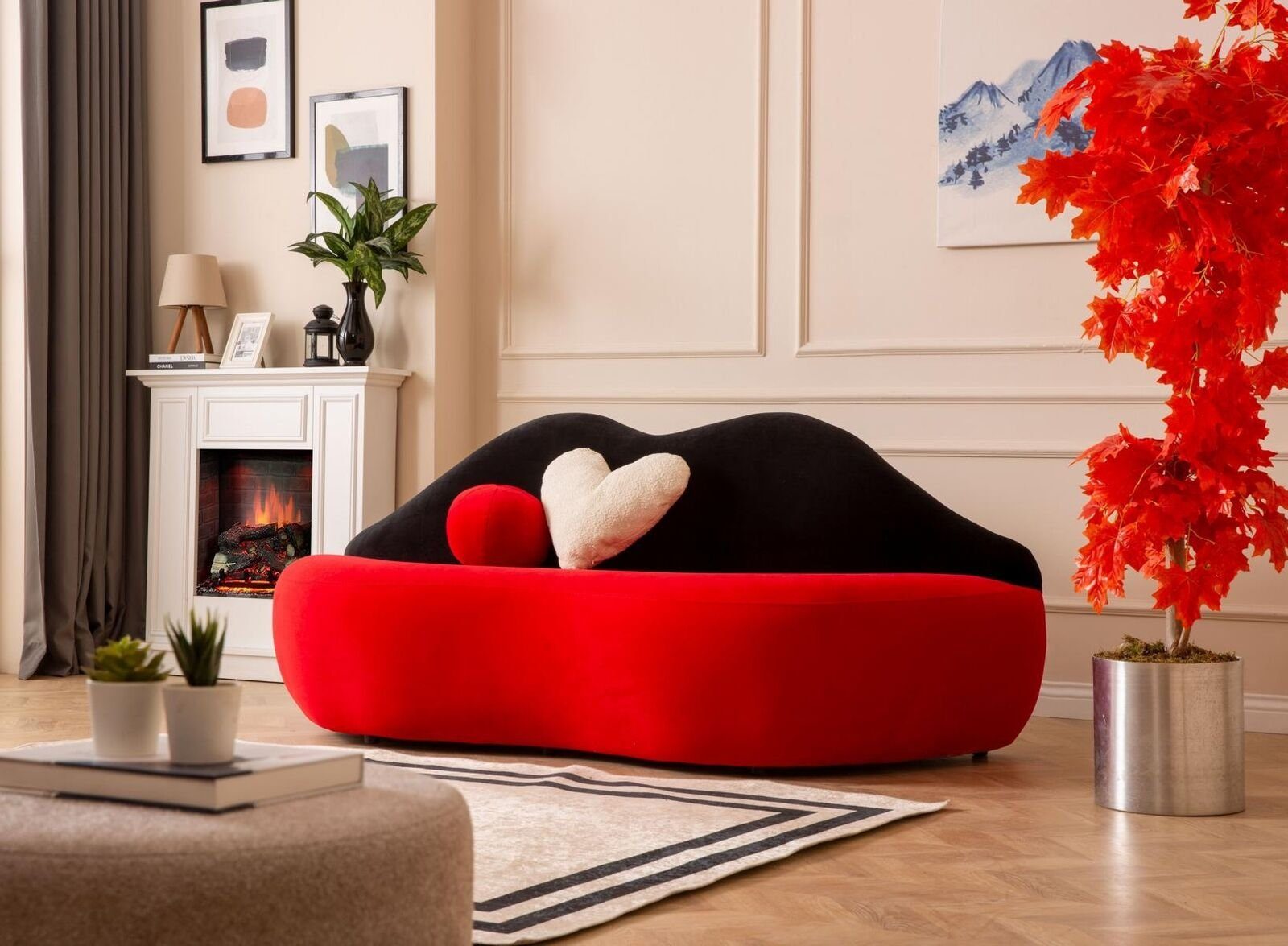 1 JVmoebel Sitzer Möbel Bett Europa Designer Rot 3-Sitzer Made 3 Couchen Sofa in Sofas, Teile, Wohnzimmer