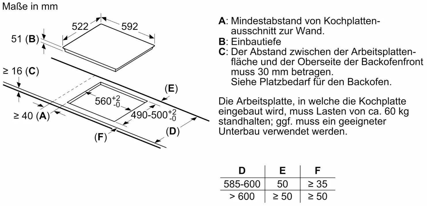 mit 60 Herd-Set Teleskopauszug Backofen BOSCH - BOSCH cm Induktions-Kochfeld autark, Induktions