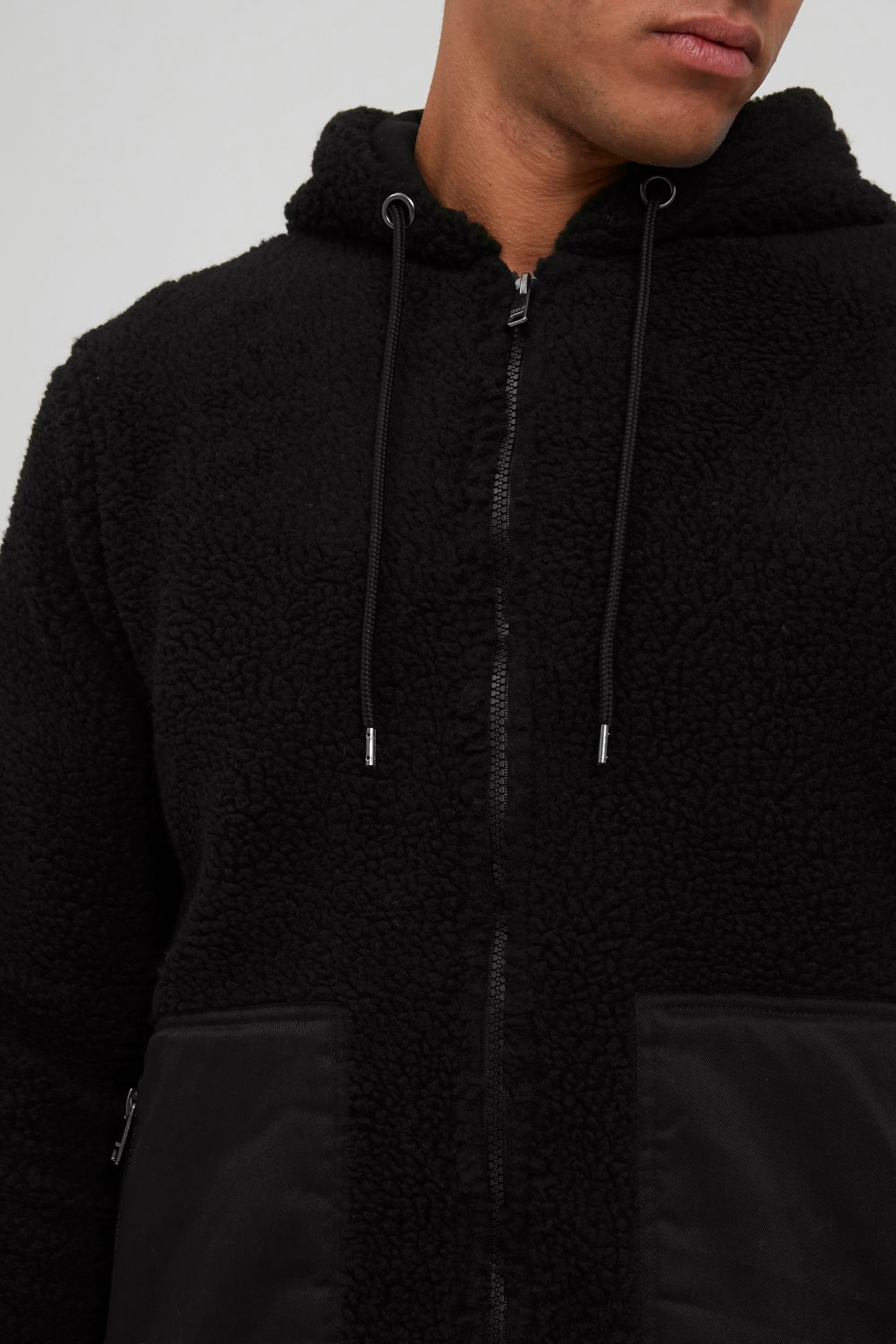 mit (194007) hooded Kapuzenjacken !Solid 21106232 SDVig BLACK Fellimitatjacke jacket Teddyfell