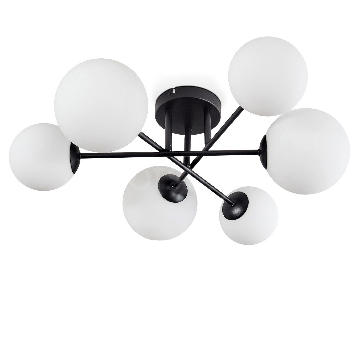 hofstein Deckenleuchte Deckenlampe aus Metall/Riffelglas in Schwarz/Klar, o günstig online kaufen