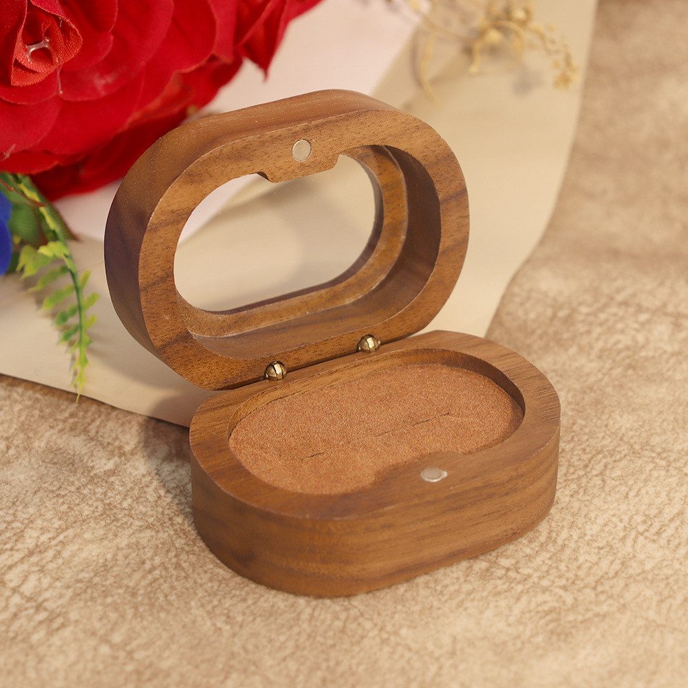 Jumpeak Schmuckkasten Schmuckkästchen Holz,Ringbox Verlobung,Geschenke für Frauen,Walnußholz (rund,elliptisch,quadratisch,portabel,klein,portabel, Schmuckaufbewahrung,Aufbewahrungsbox mit Deckel,Präsentationsbox), Schmuckkästchen,Ringbox Hochzeit 1-2 Ringe,schmuckkästchen klein