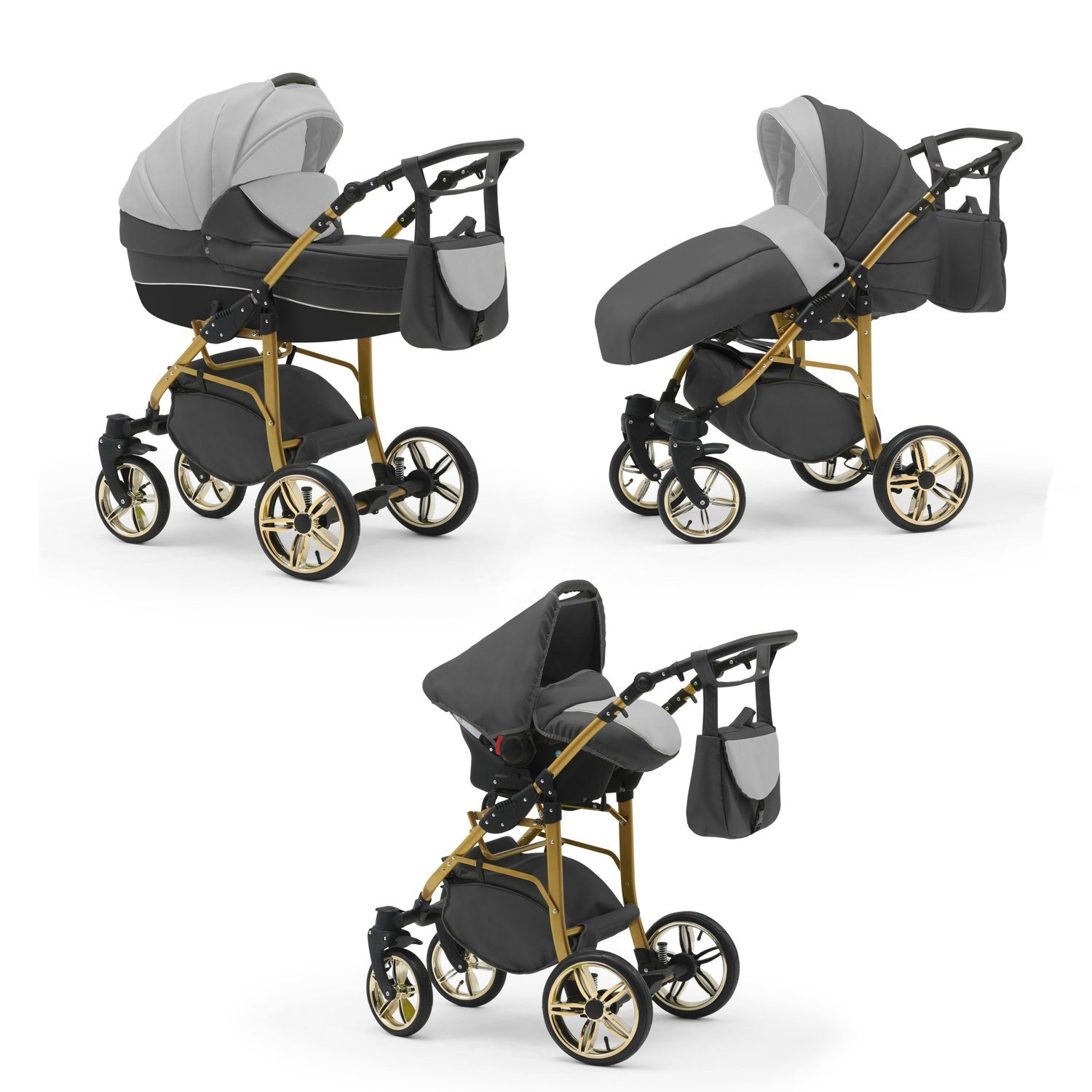 Kombi-Kinderwagen Neo Gold 4 in 1 inkl. Sportsitz, Autositz und Zubehör in 22 Farben