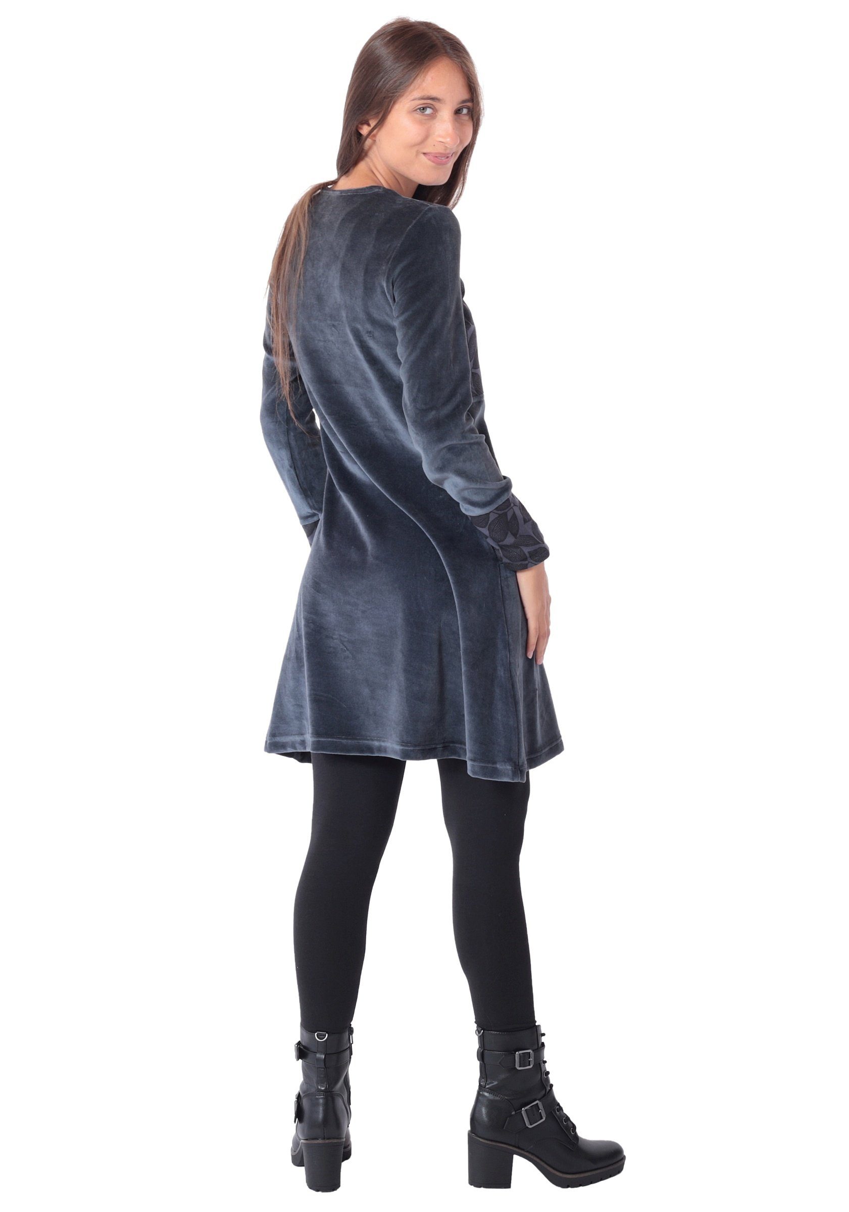 PUREWONDER Samtkleid Samtkleid Alternatives Kleid Nr. 36 Grau XXL figurbetont geschnitten