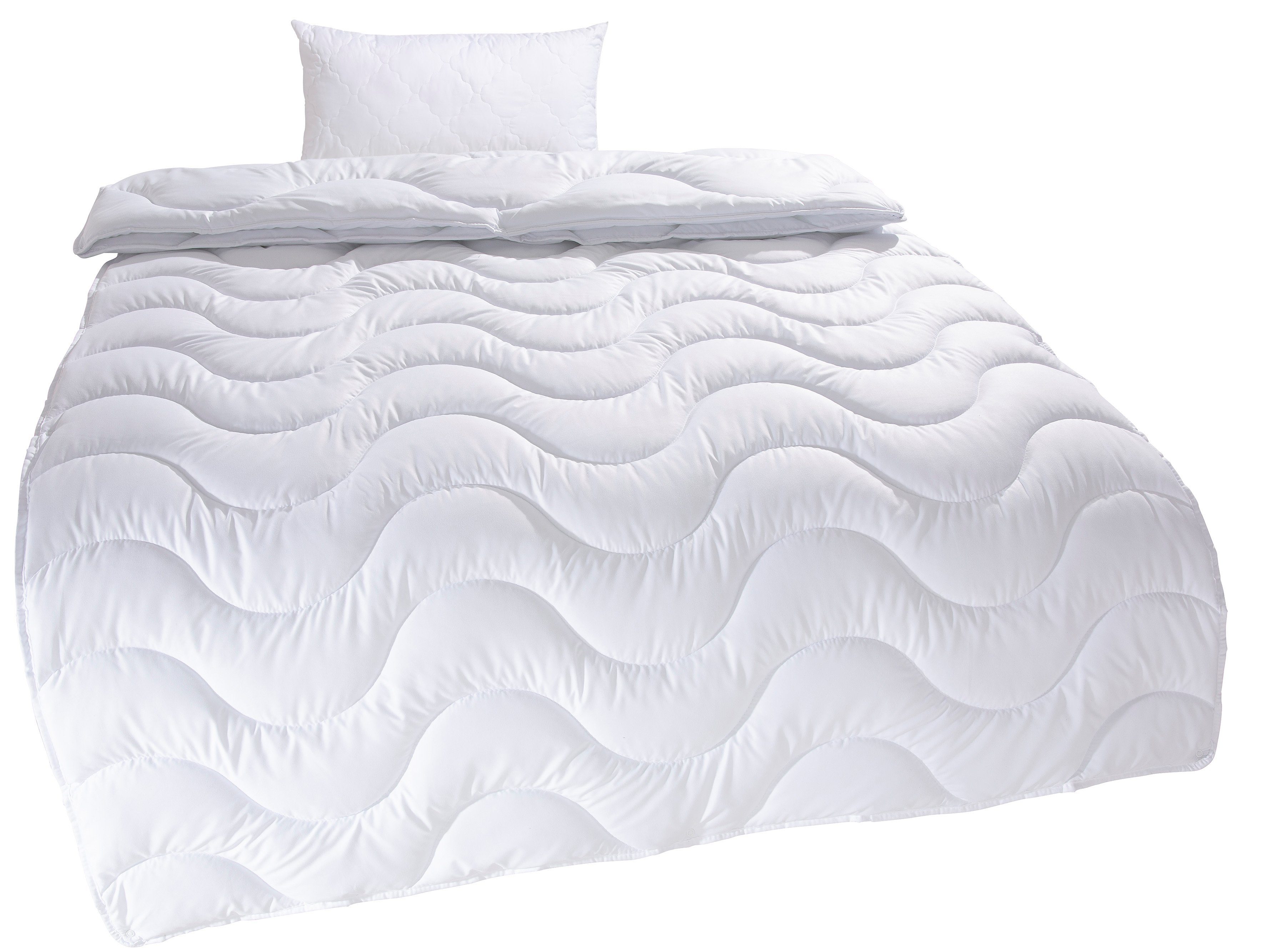 OTTO home Microfaserbettdecke + Microfaserkissen Mailo, Bettdecke 135x200 cm, 155x220 cm, Bezug: weich, 2-tlg., Set mit Kissen 80x80 cm, Sommer, Winter