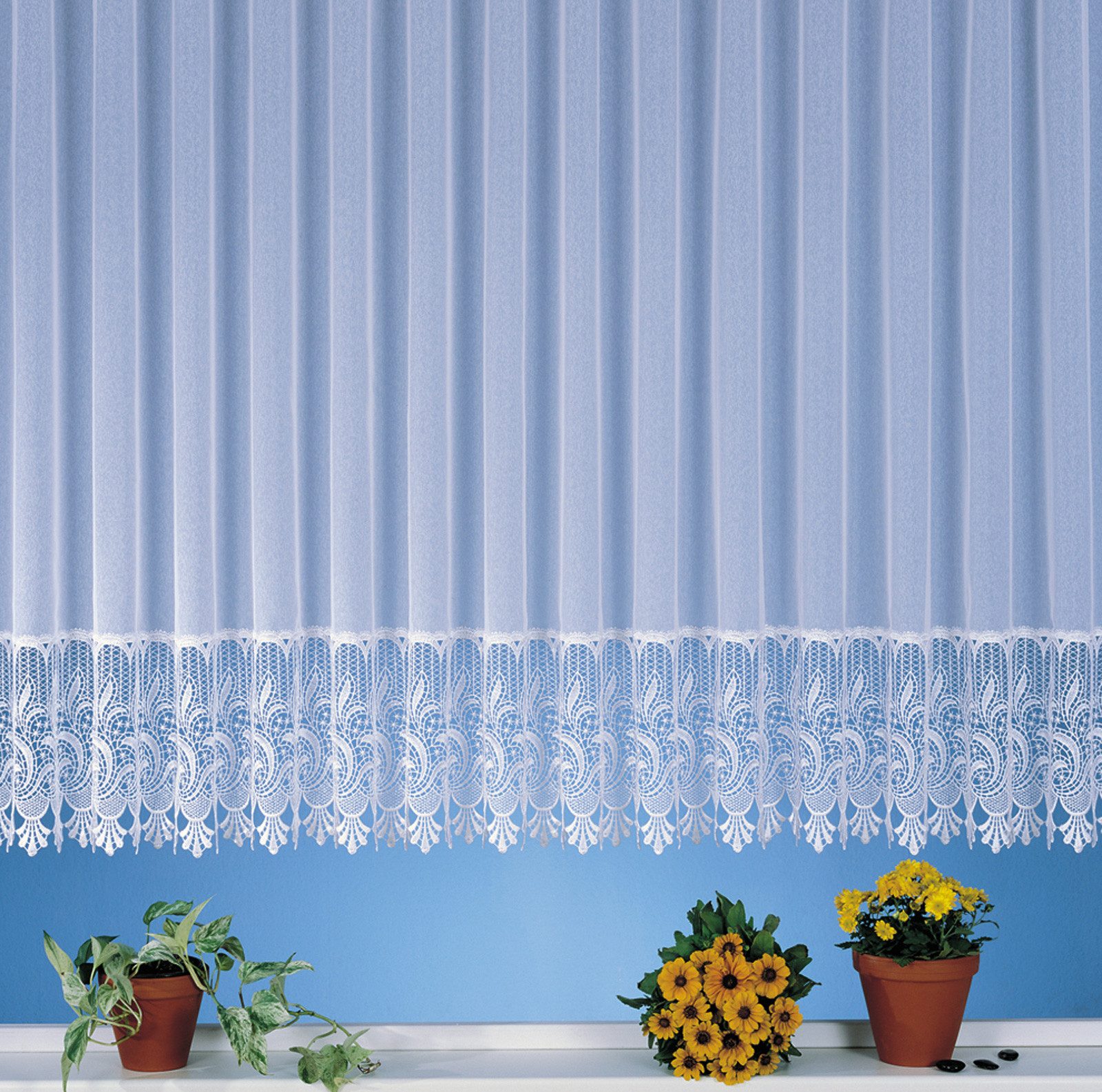 heimtexland Gardine Stores Vorhang Makramee Sockel Borte weiß Typ516 (1 St) günstig online kaufen