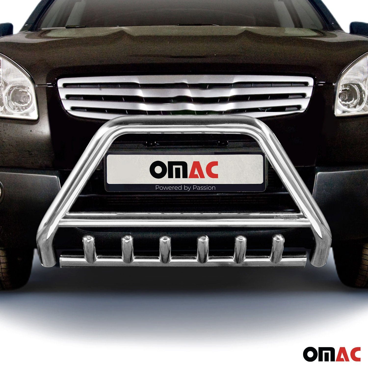 OMAC Frontstoßstange Frontbügel für Nissan Qashqai +2 2007-2010 mit ABE Stahl Silber, 1-St., Rostfrei,Wasserfest,Langlebig,Haltbar