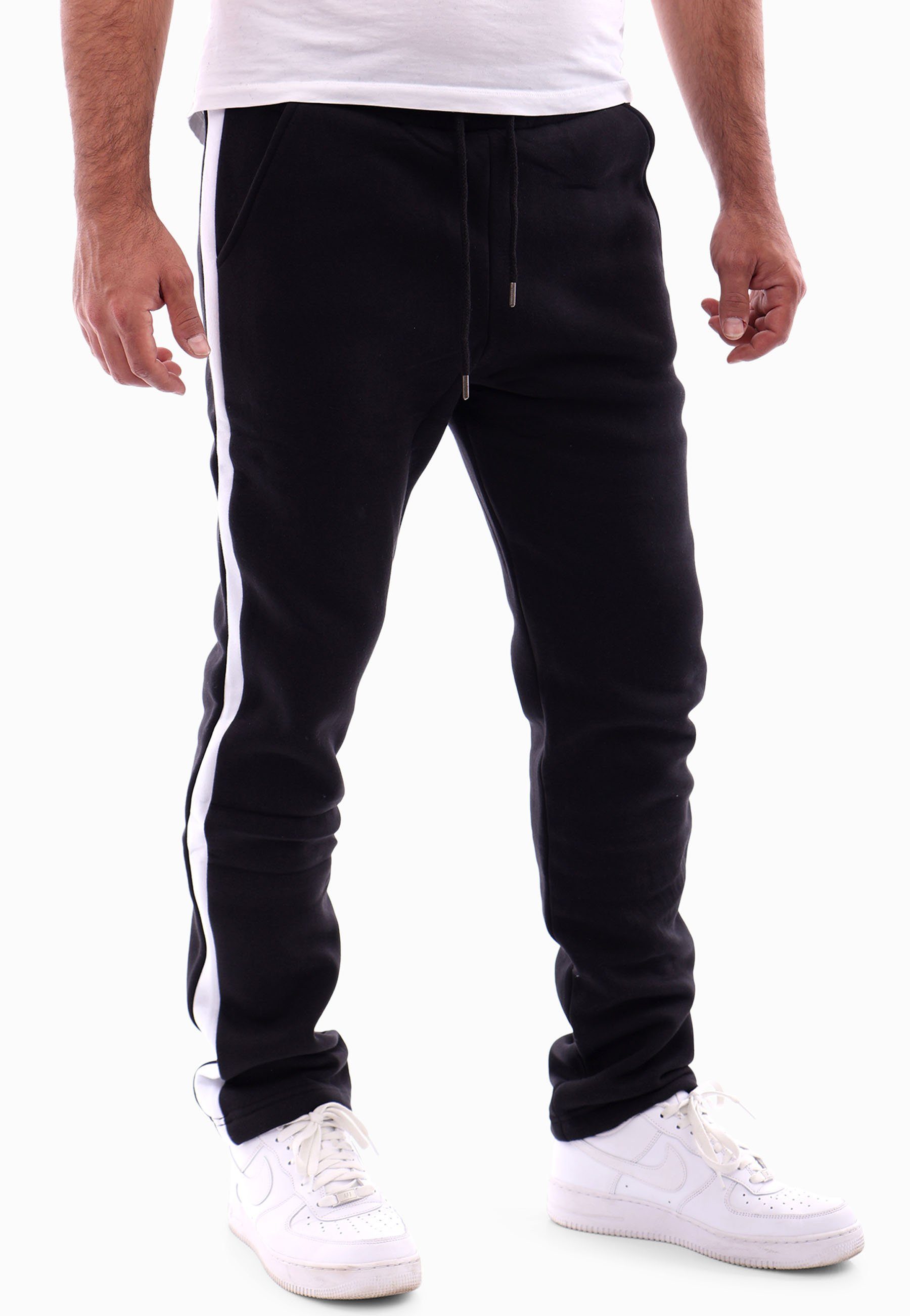 Reslad Jogginghose Reslad Herren Jogginghose RS-5091 (1-tlg., Jogginghose) Sporthose mit Streifen Sweathose Trainingshose gestreift