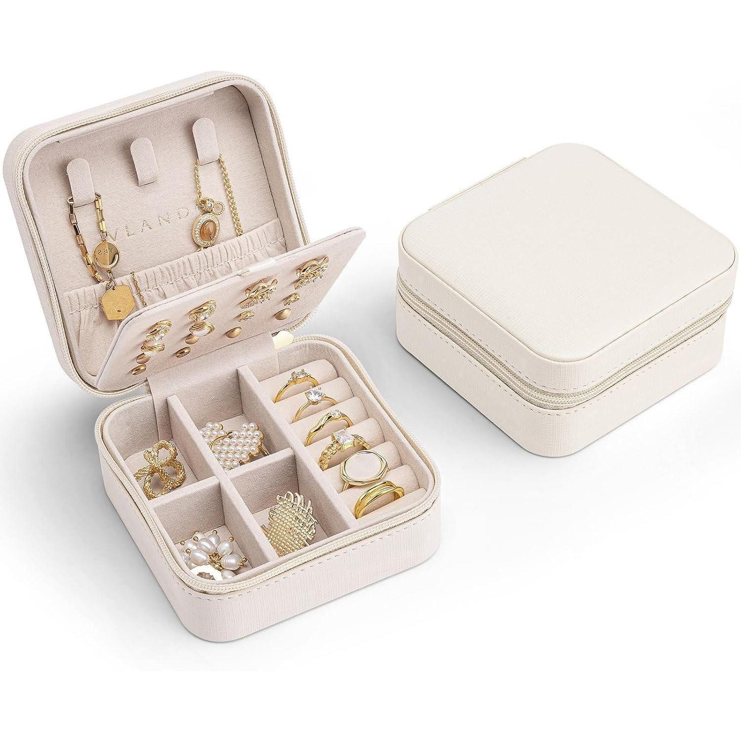 Schmuckkasten Schmuckkästchen Mädchen Damen Reise Etui Organizer Leder Ohrringe