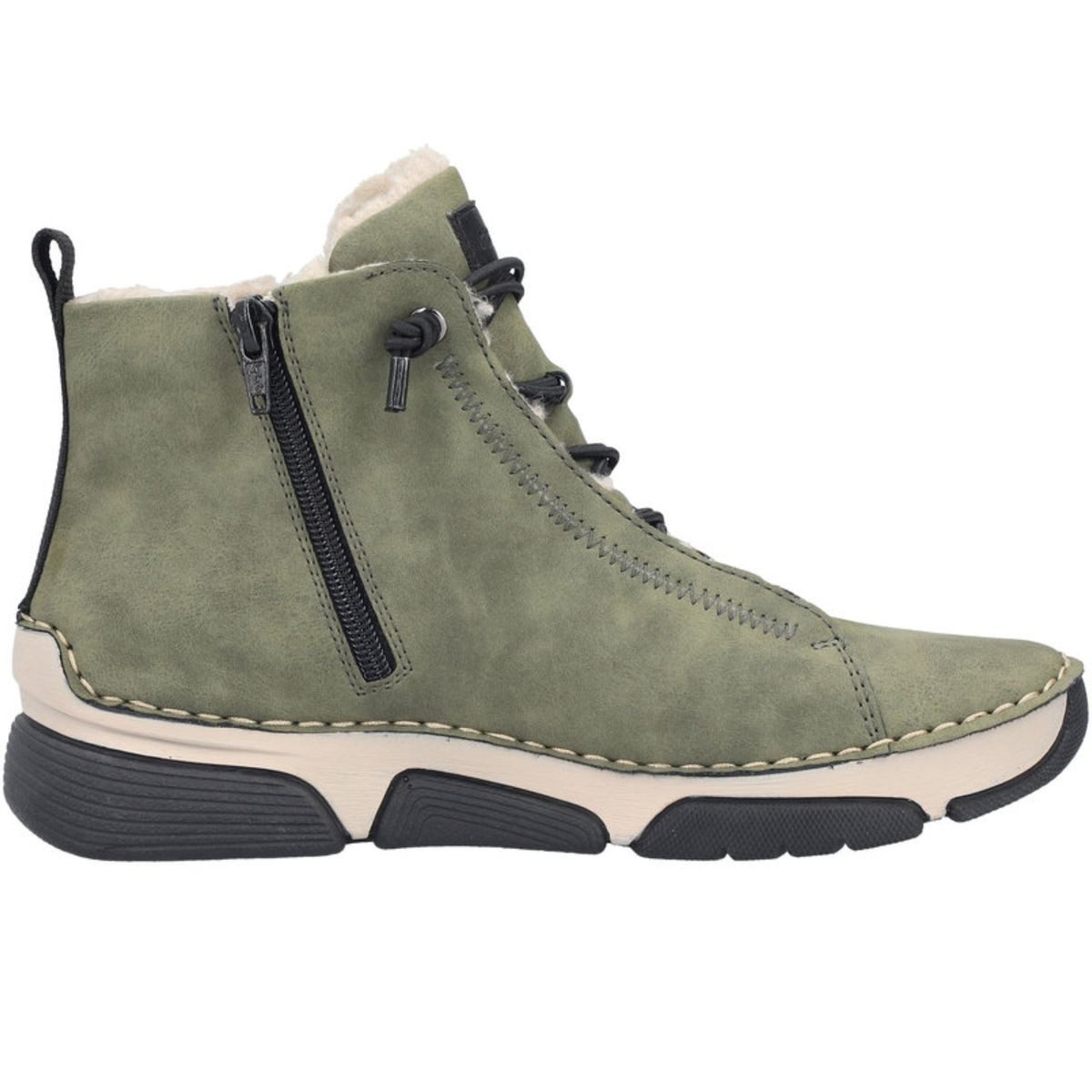 Rieker 45912-54 Stiefelette Schnürboot mit warmem Kunstfell und Reißverschluss