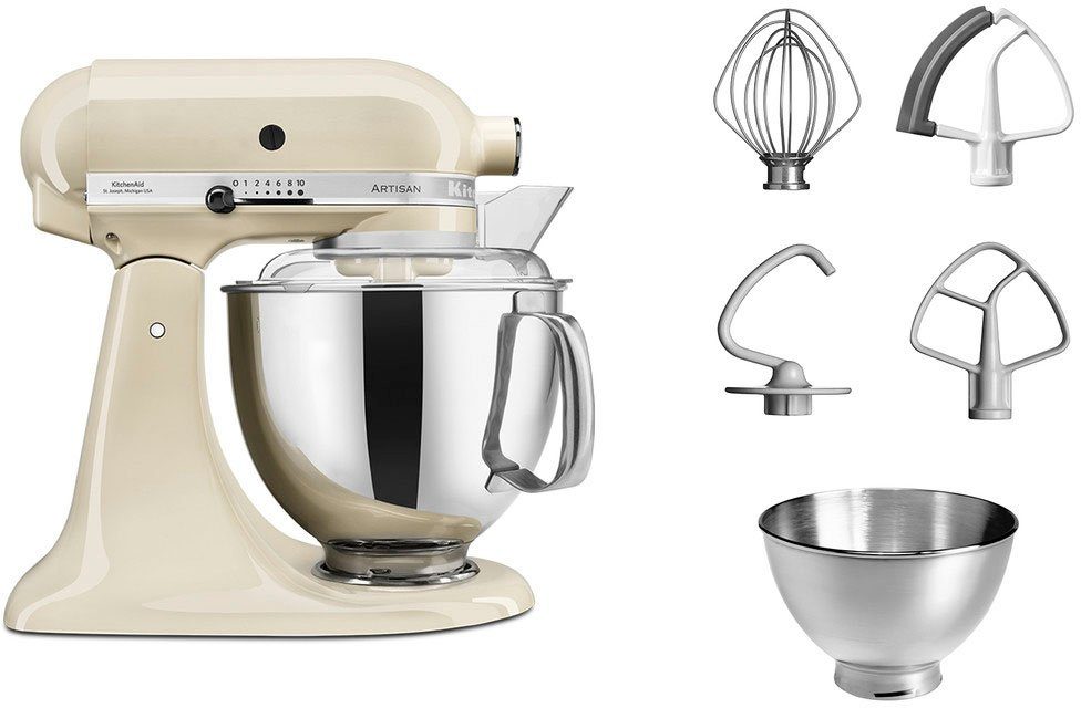 KitchenAid Küchenmaschine Küchenmaschine 5KSM175PSEAC ALMOND CREAM, 300 W, 4,8 l Schüssel, mit Zubehör im Wert von ca. 112,-€ UVP